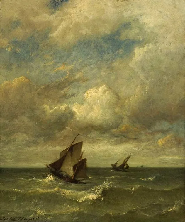 Shipping in a breeze, by Jules Dupré, oil, 1860