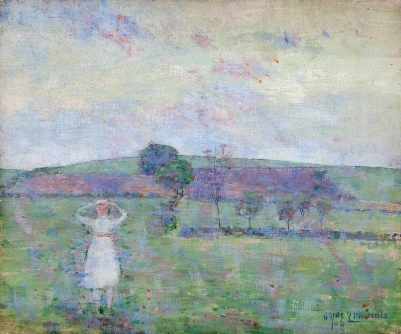 Landscape with Trees and a Girl in White, by John Quinton Pringle, oil, 1906