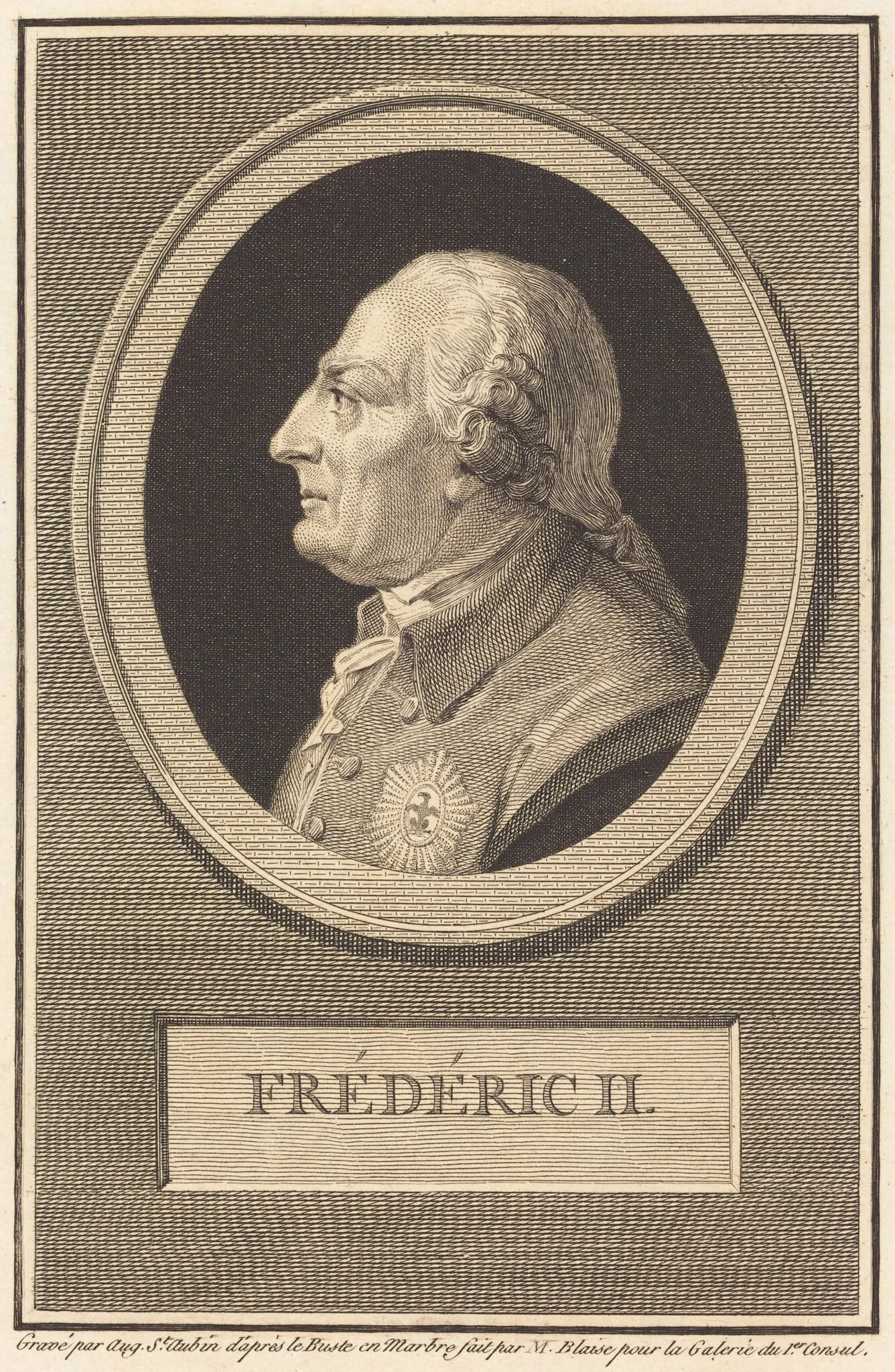 Frederick II, by Augustin de Saint-Aubin, ink, 1803