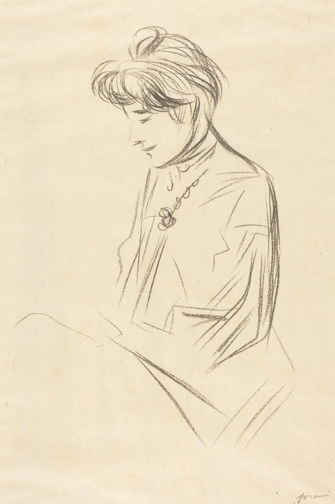 Etude de femme assise, en buste de profil (Study of a Seated Woman, Half-Length in Profile), by Jean-Louis Forain, ink, 1903