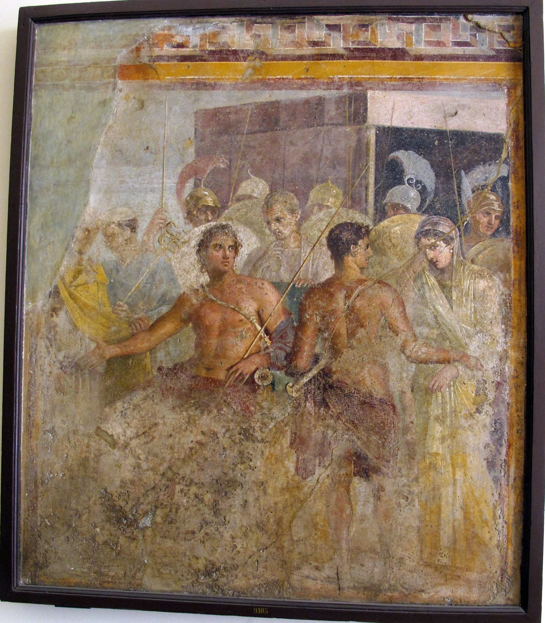 Achille costretto a cedere briseide a ad Agamennone, by Unknown, fresco