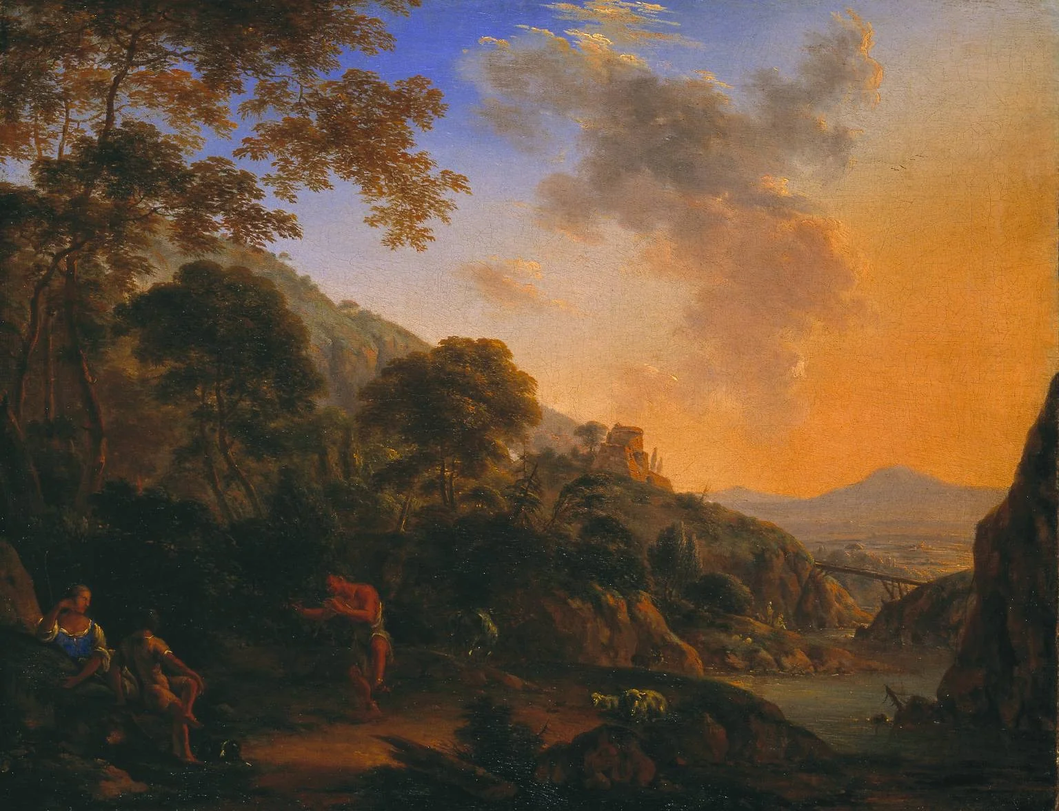 Mountain Landscape with Dancing Shepherd, by Henry Anderton, oil, 1660