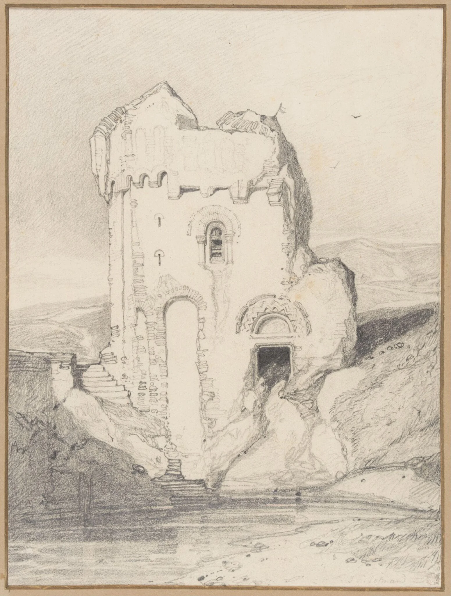 Remains of the Chateau de Mortimer, near Les Andelys, France, by John Sell Cotman, 1800