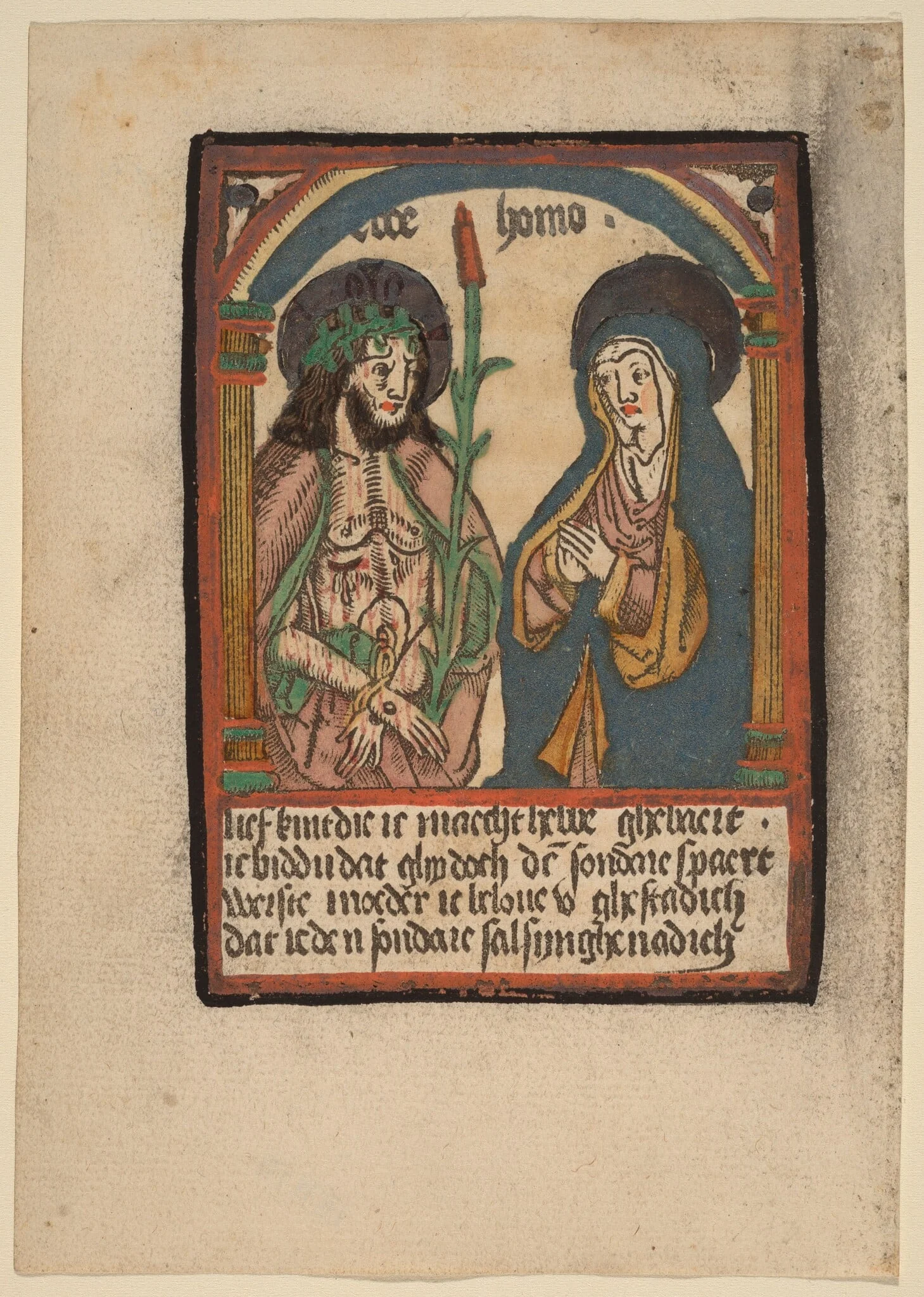 The Man of Sorrows and His Mother, by Netherlandish 15th Century, ink, 1500