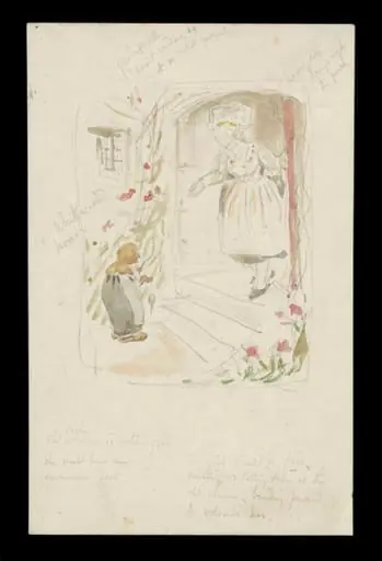 Rough sketch illustrating 'The Three Spinners'
