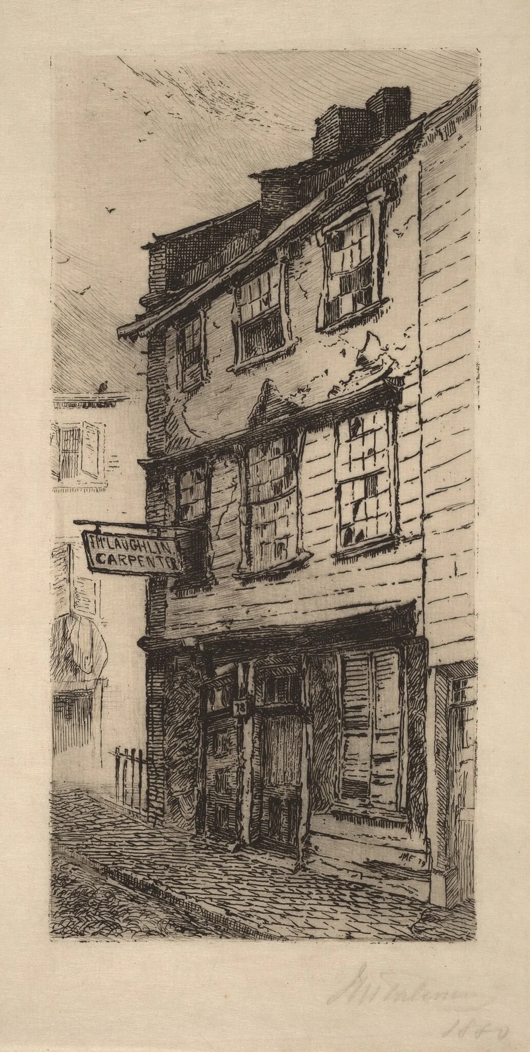 78 Cross Street, Boston, Massachusetts, by John Mackie Falconer, ink, 1880