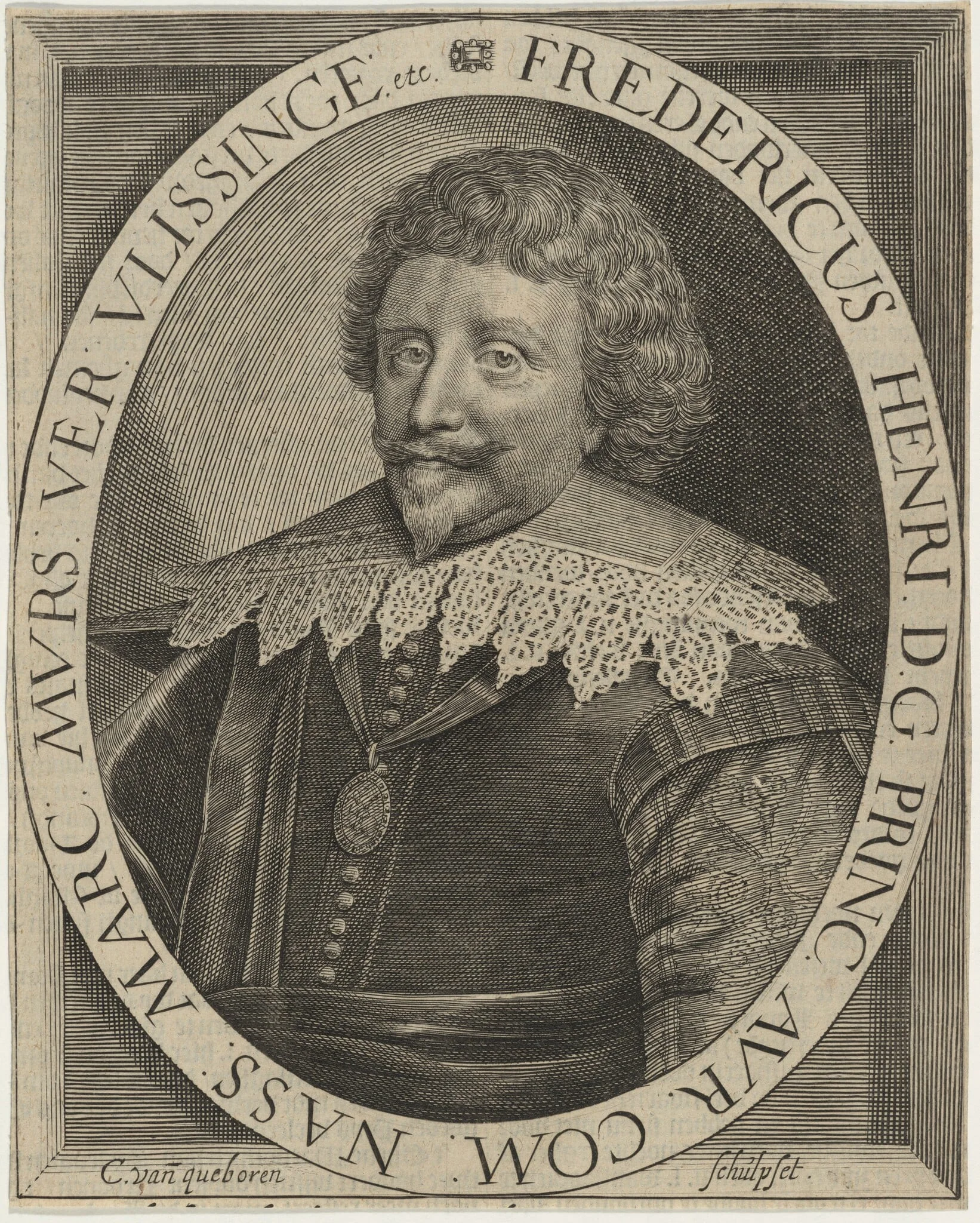 Frederick Henry of Nassau, by Crispyn van den Queboorn, ink, 1628