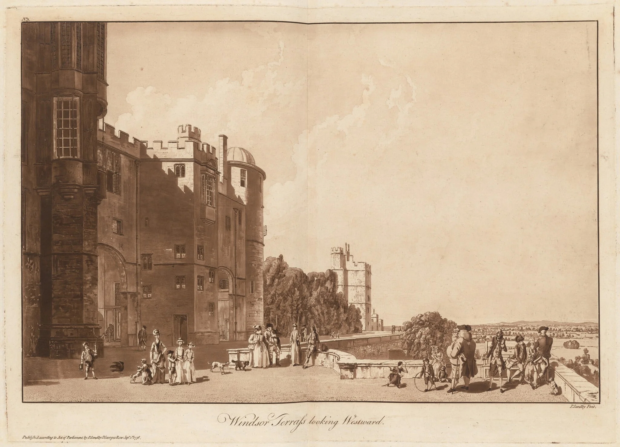 Windsor Terrass looking Westward, by Paul Sandby, ink, 1776