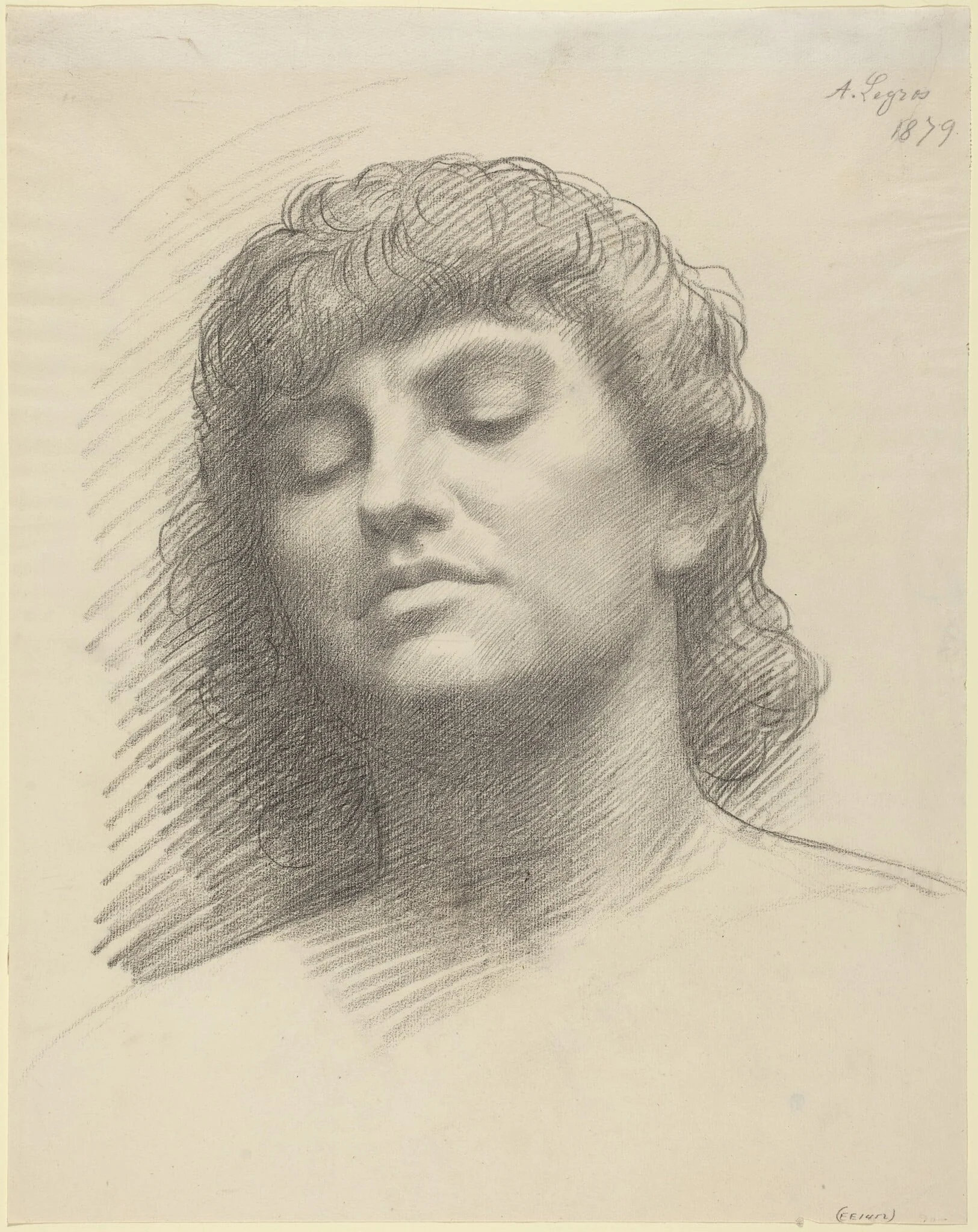 Head, by Alphonse Legros, chalk, 1879