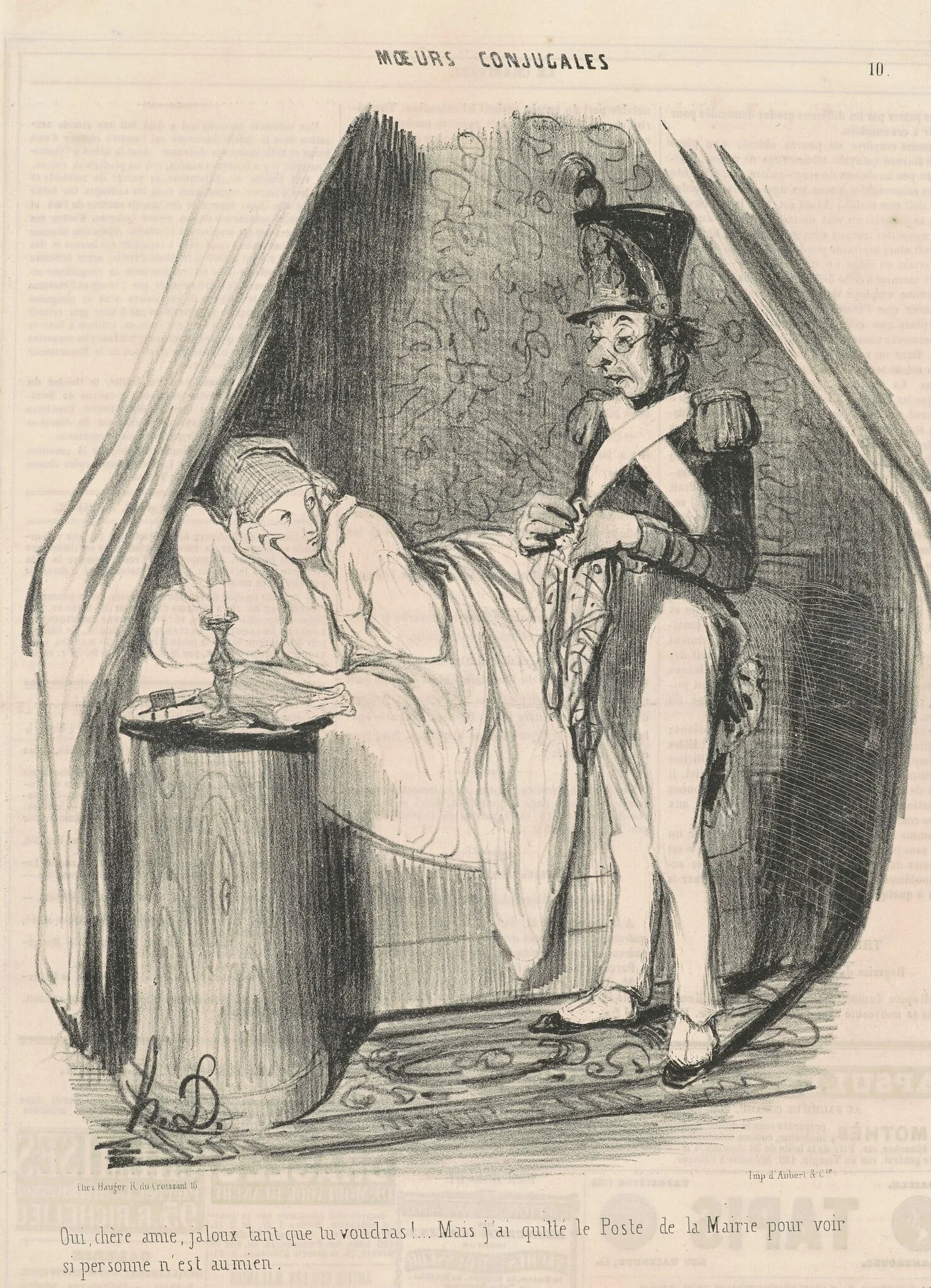Oui, chère amie, jaloux tant que tu voudras!..., by Honoré Daumier, ink, 1839