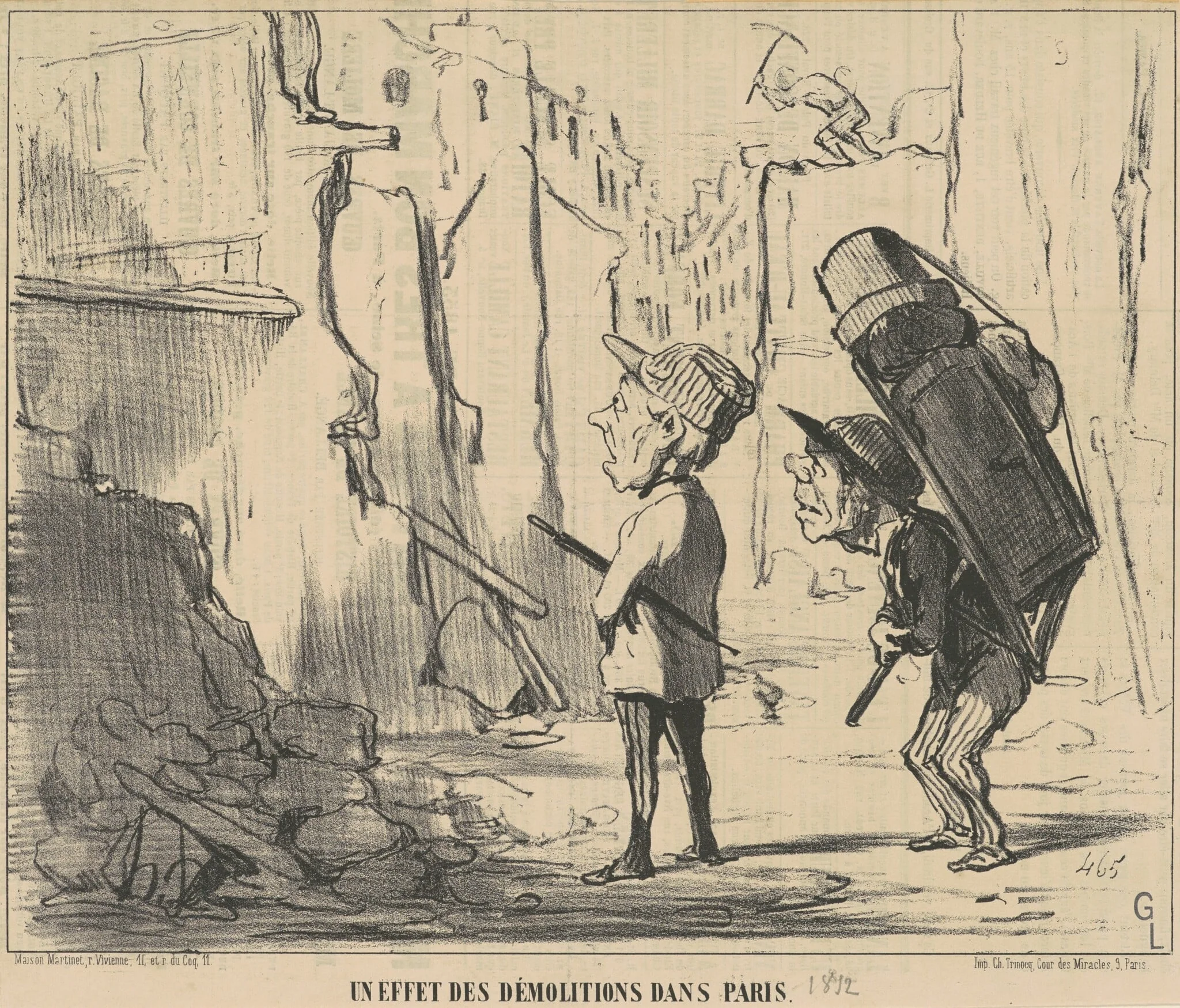 Un effet des démolitions dans Paris, by Honoré Daumier, ink, 1852