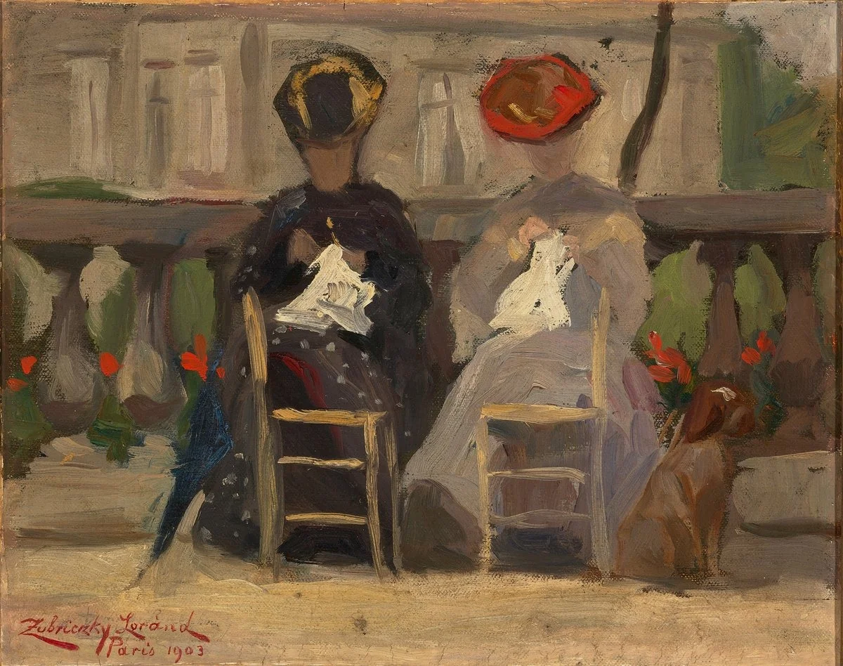 Sewing Women, by Loránd Zubriczky, oil, 1903