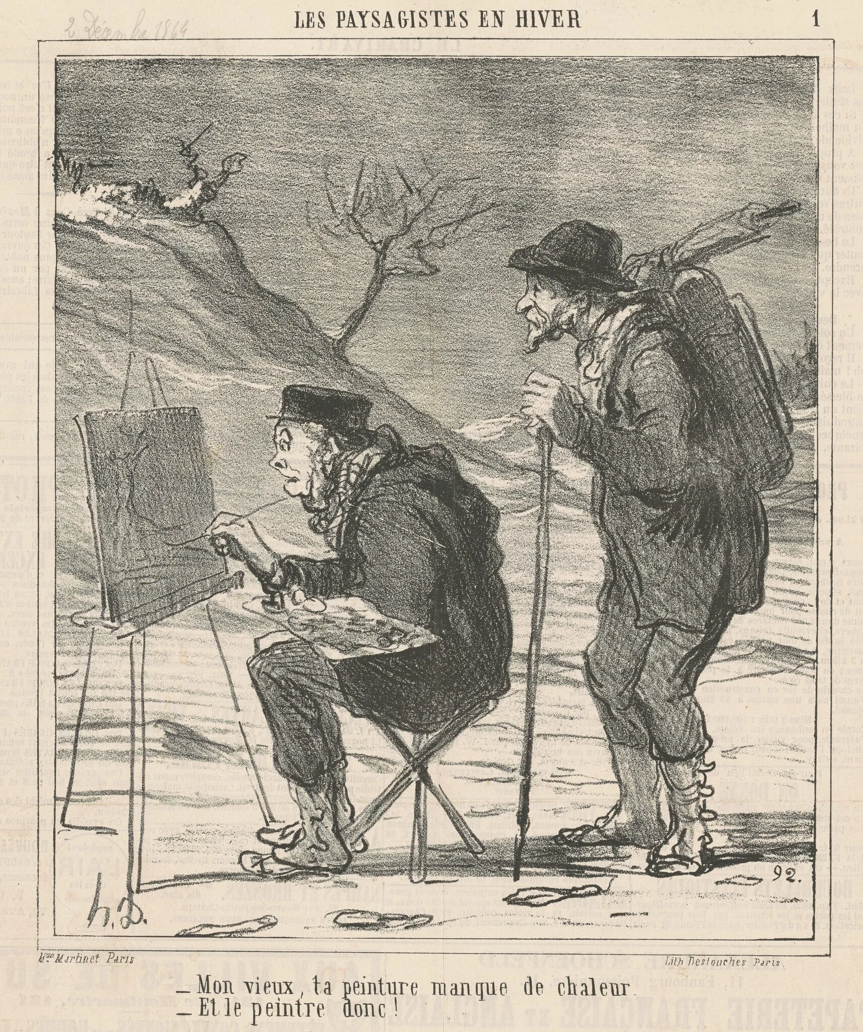 Mon vieux, ta peinture manque de chaleur ..., by Honoré Daumier, ink, 1864
