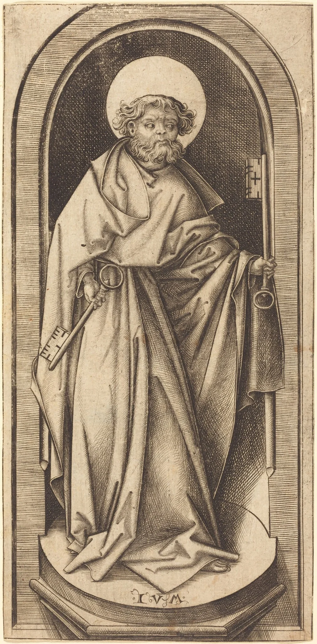 Saint Peter, by Israhel van Meckenem, ink, 1496