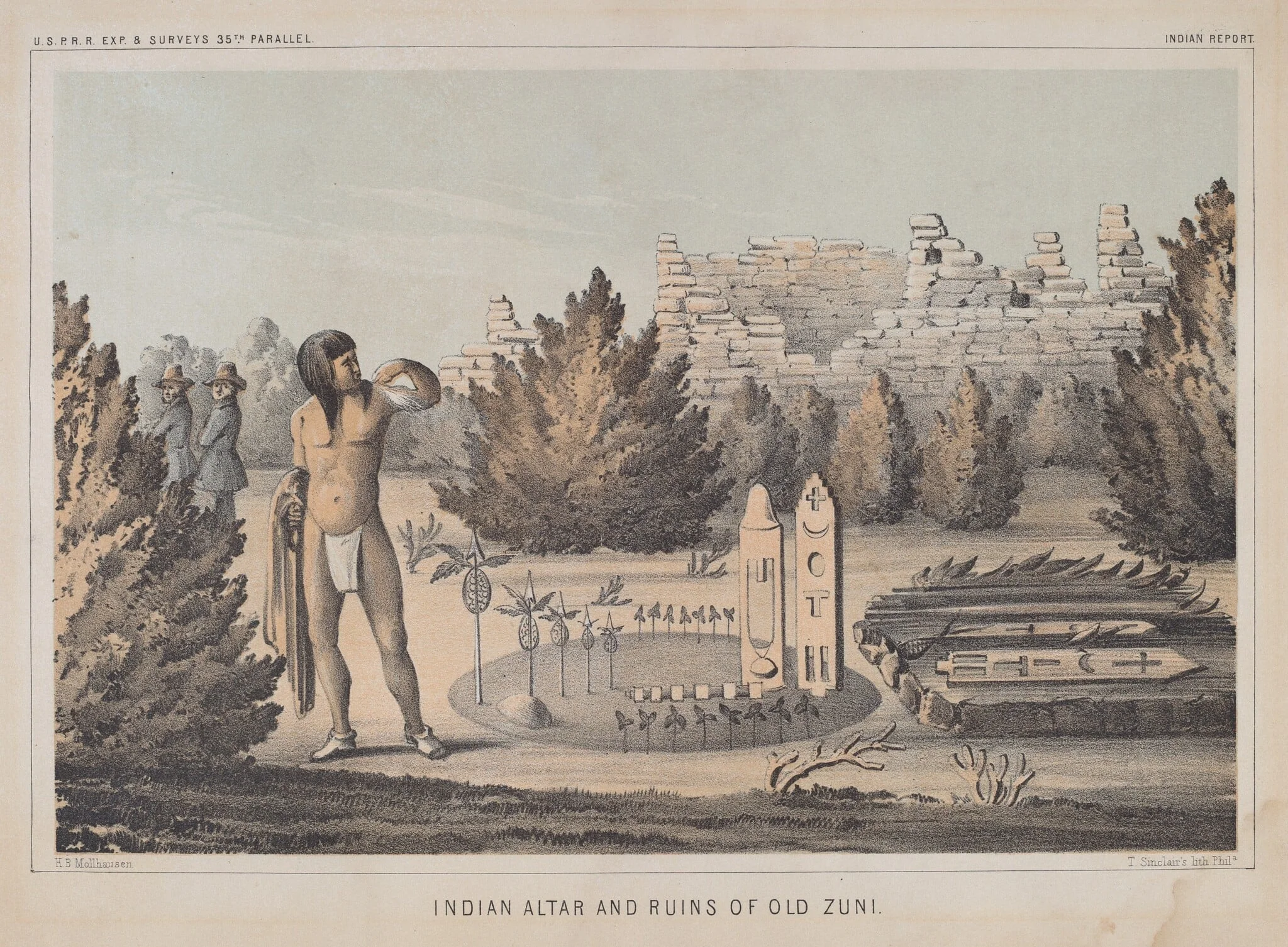 Indian Altar and Ruins of Old Zuni, by Heinrich Baldwin Mollhausen, ink, 1855