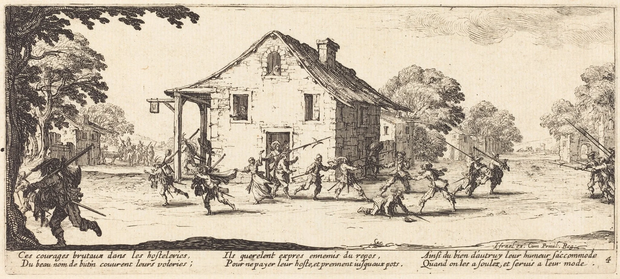 Scene of Pillage, by Jacques Callot, ink, 1633