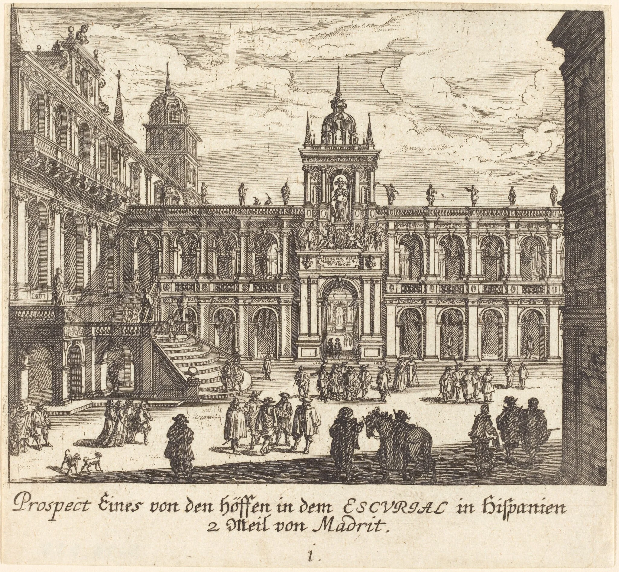 Escorial, Spain, by Melchior Küsel, ink, 1681