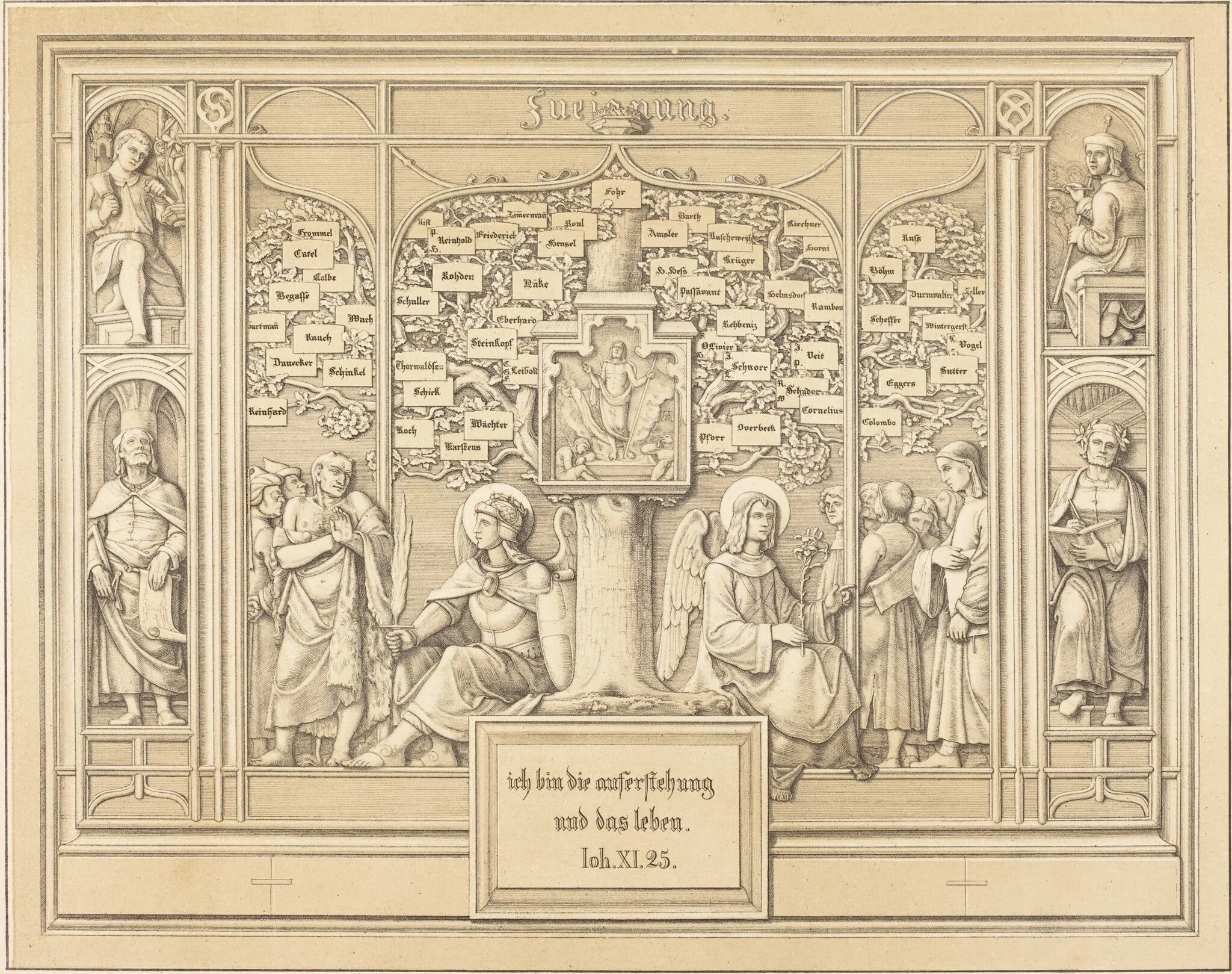 Dedication: Ich bin die Auferstehung und das Leben (I am the resurrection and the life), by Ferdinand Olivier, ink, 1823