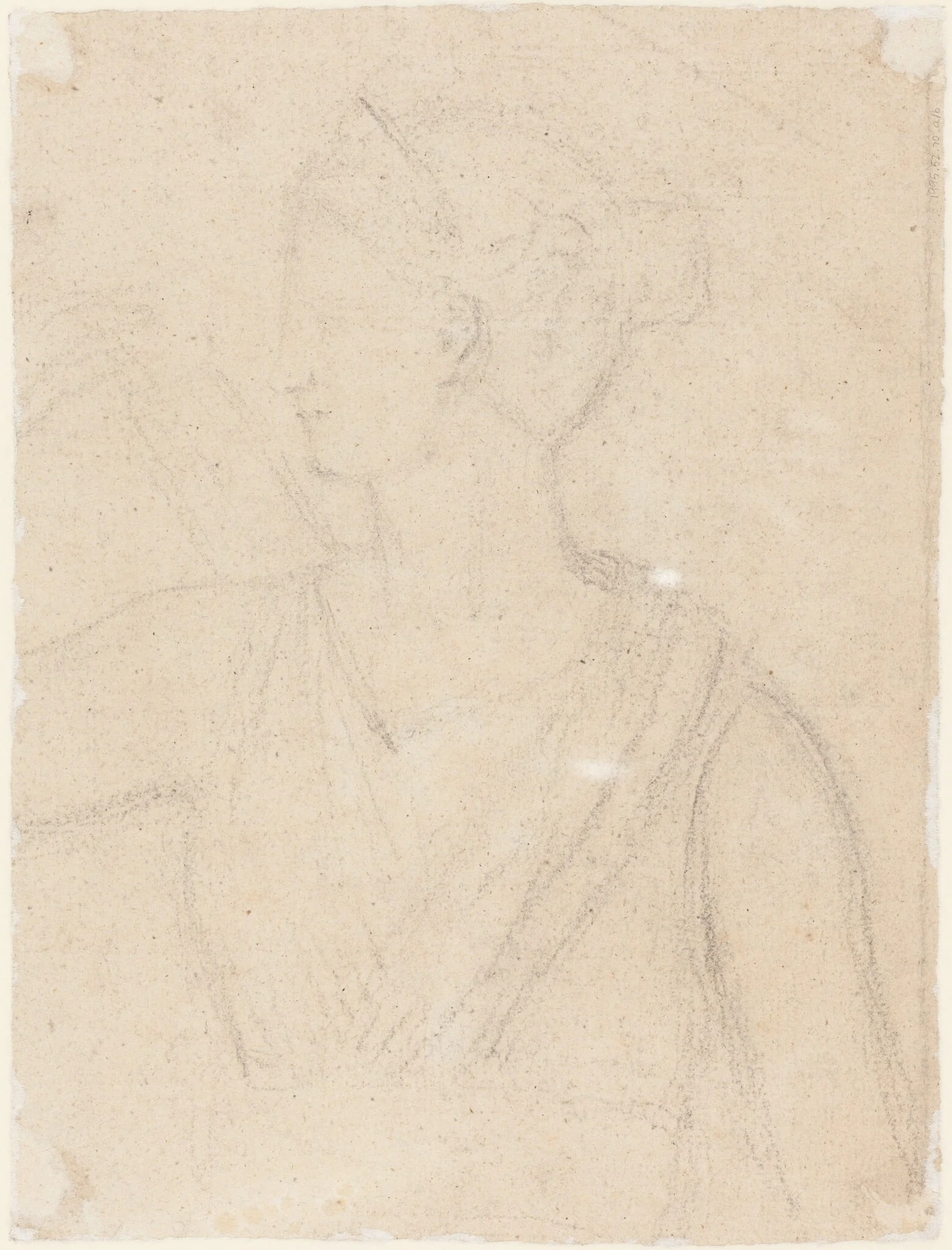 Study of the Statue of Diana in the Vatican [verso], by Benjamin Haydon, charcoal, 1816