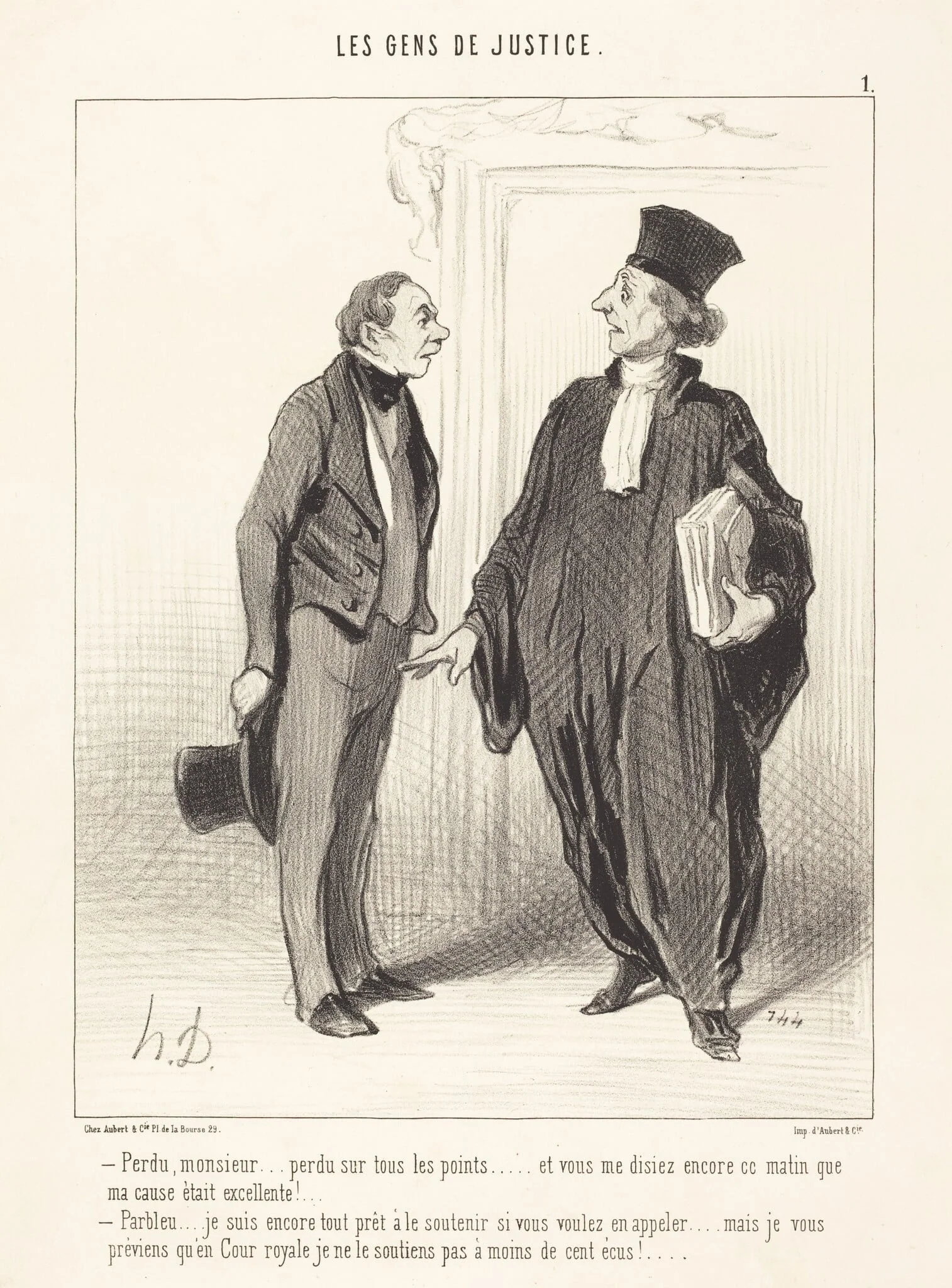 Perdu, monsieur... perdu sur tous les points..., by Honoré Daumier, ink, 1845