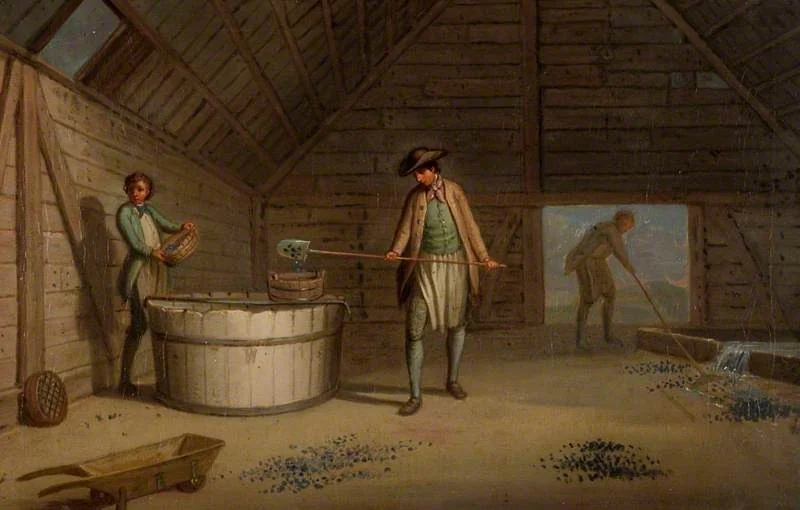 Lead Processing at Leadhills: Washing the Ore, by David Allan, oil, 1780