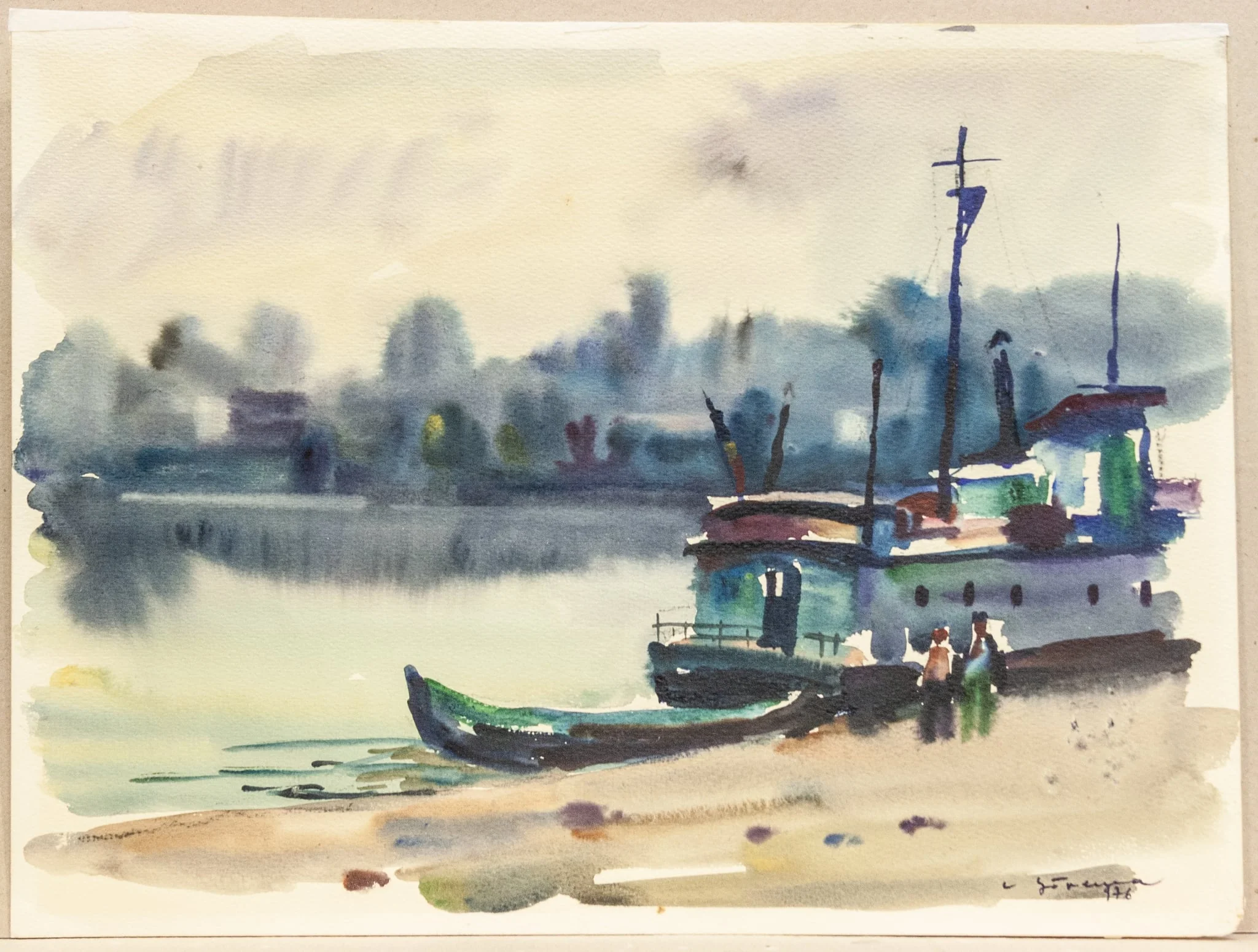 Dunărea la Tulcea, by Constantin Găvenea, unspecified, 1950