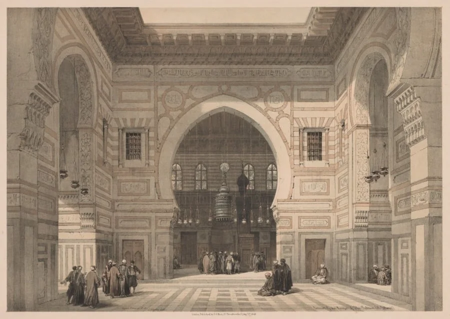 Egypt and Nubia:  Volume III - No. 36, Interior of the Mosque of the Sultan El Ghoree, by Louis Haghe, 1838