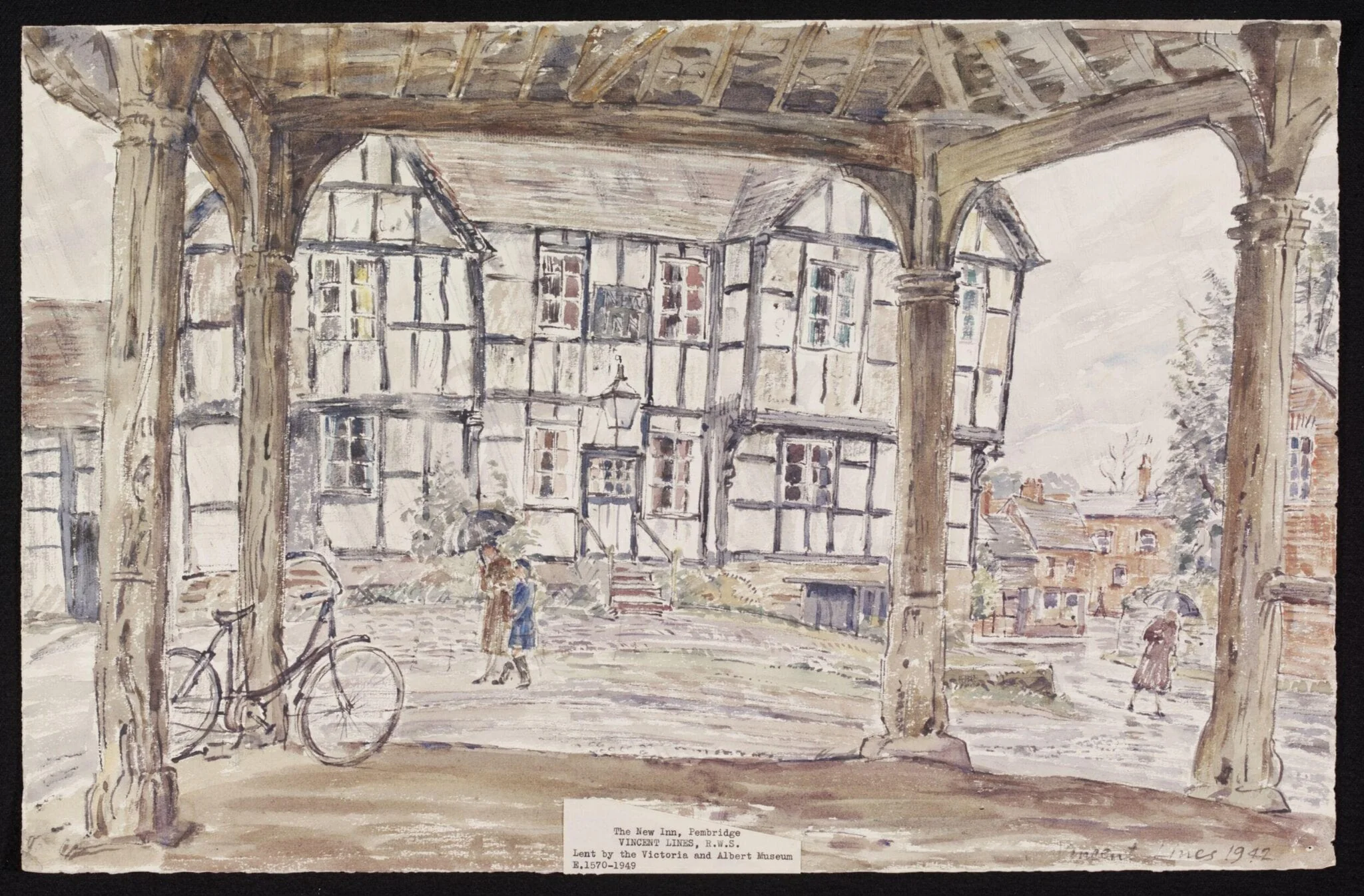 The New Inn, Pembridge, by Lines, watercolor, 1942