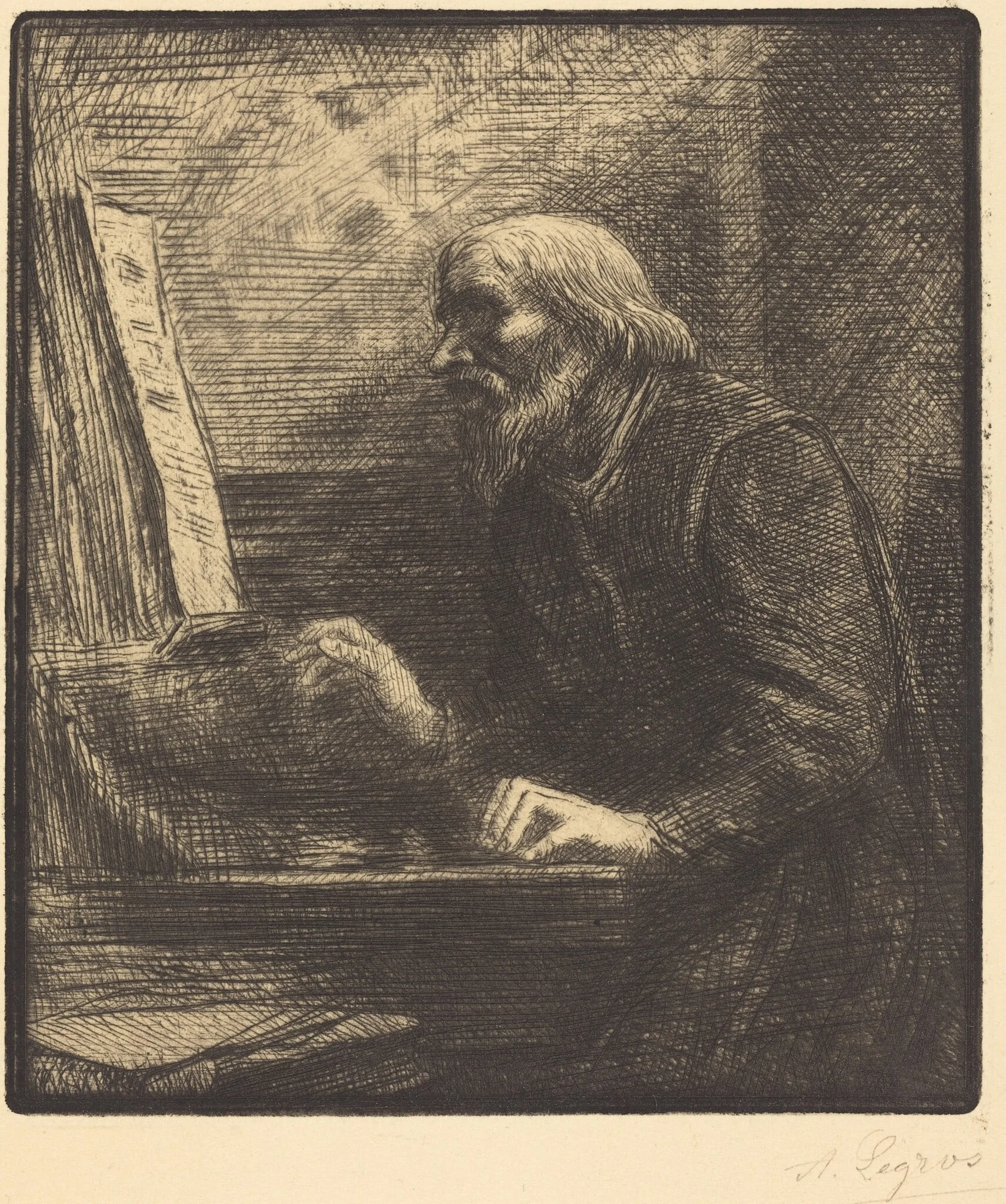 Choirmaster (Le maitre de chapelle), by Alphonse Legros, ink, 1874