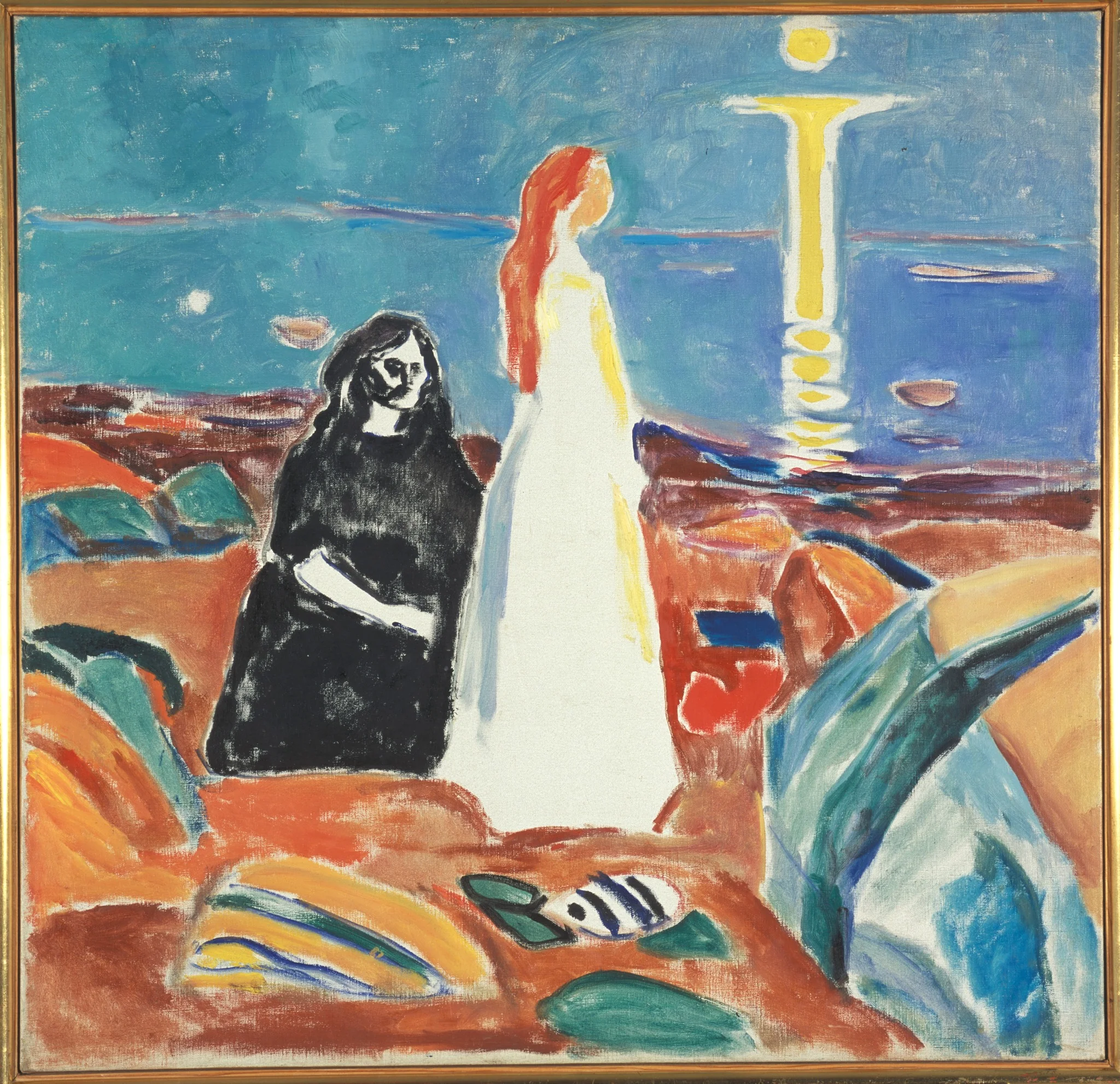 Two Women on the Shore, by Edvard Munch, oil, 1935