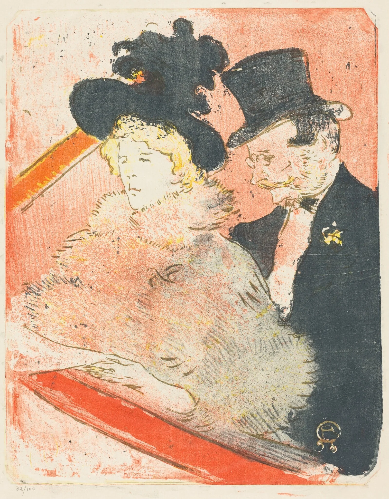 At the Concert (Au concert), by Henri de Toulouse-Lautrec, ink, 1896