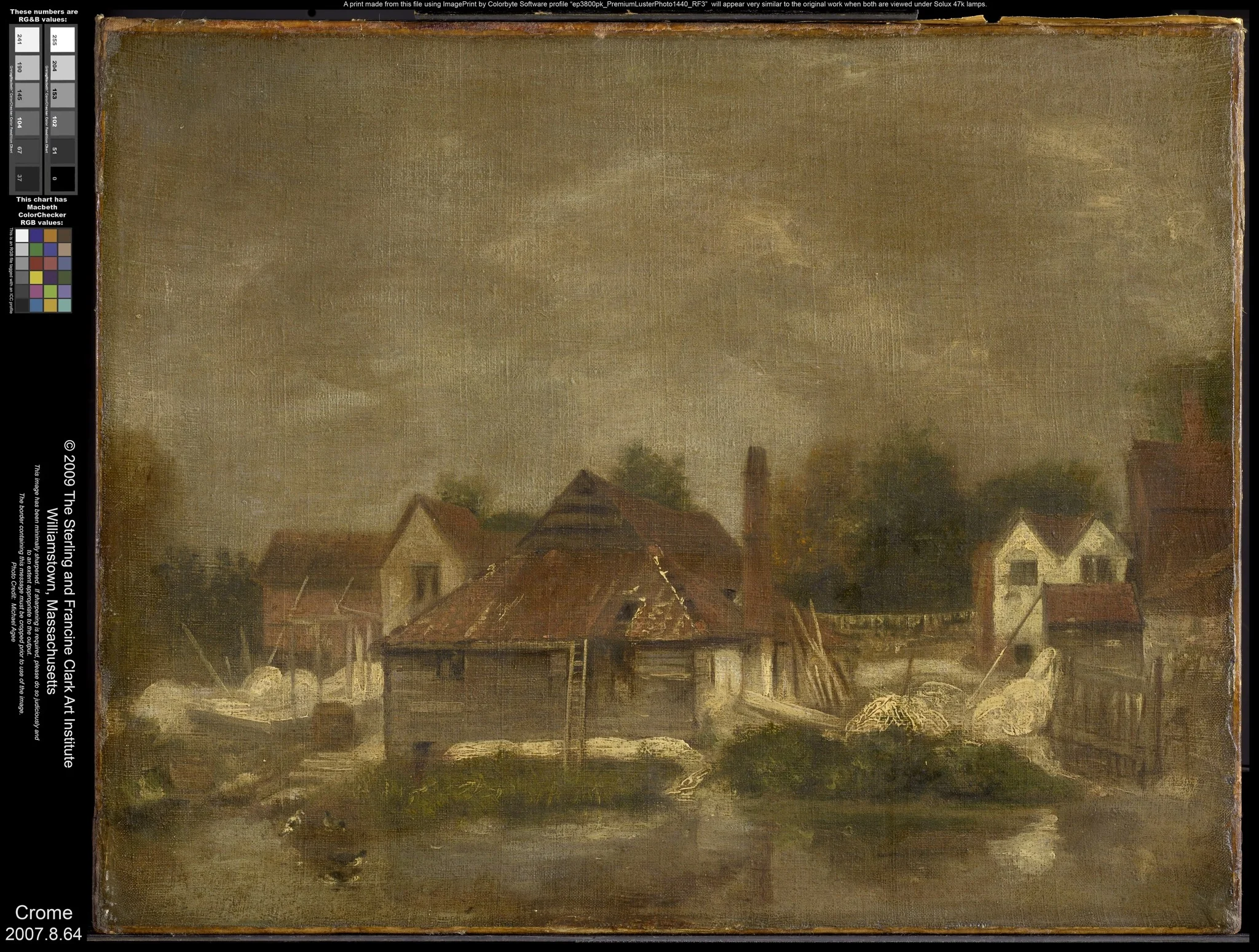 Sheds and Old Houses on the Yare, by John Crome, oil, 1803
