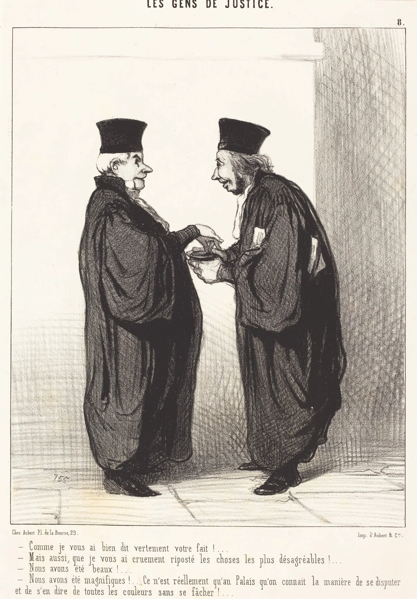 Comme je vous ai dit vertement votre fait!, by Honoré Daumier, ink, 1845
