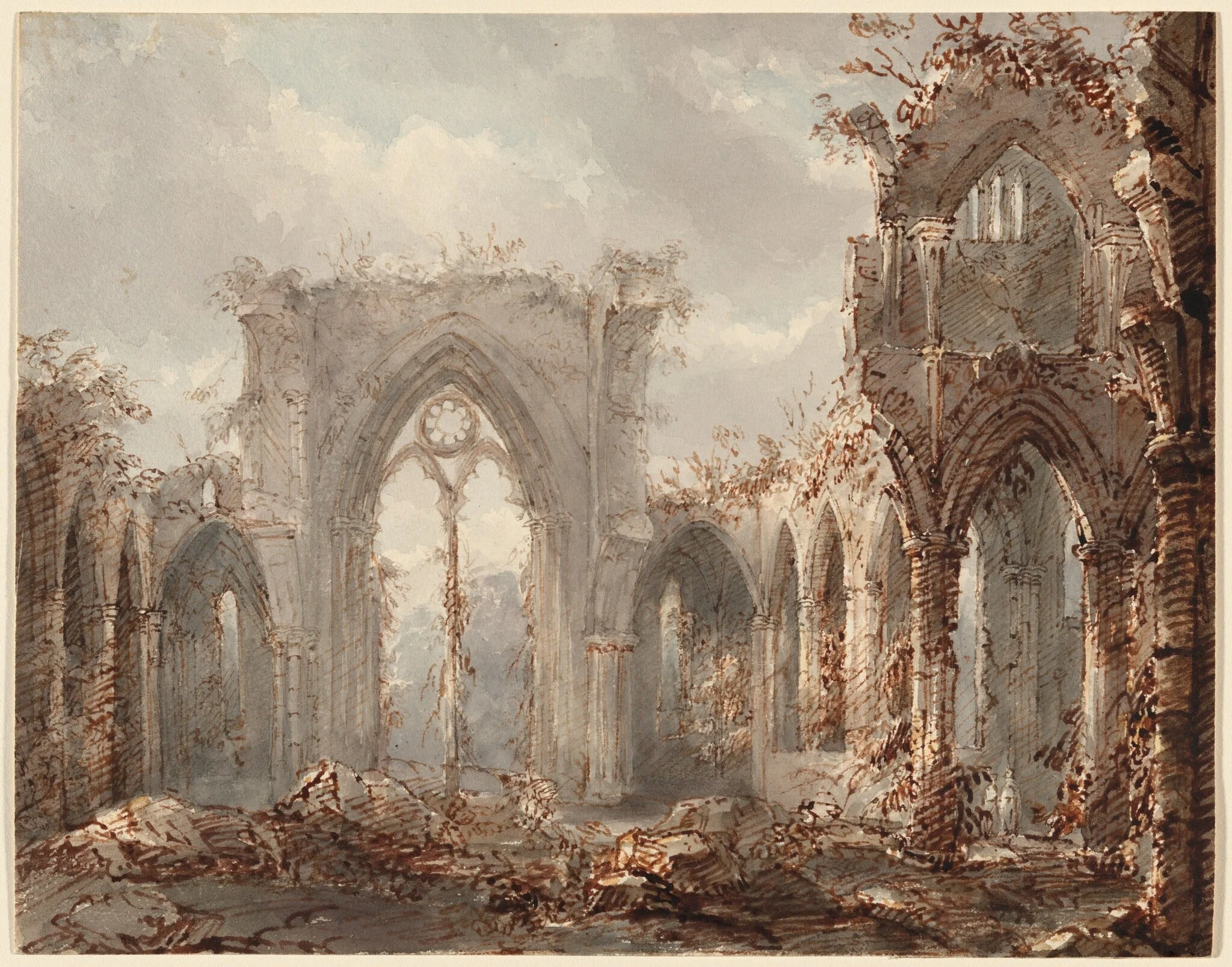 Netley Abbey, Hampshire, by Selby Miss, graphite, 1855