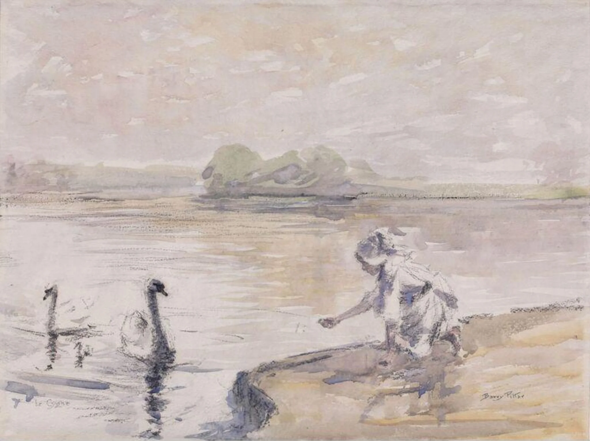 Le Cygne, by J.F. Barry Pittar, watercolor, 1950
