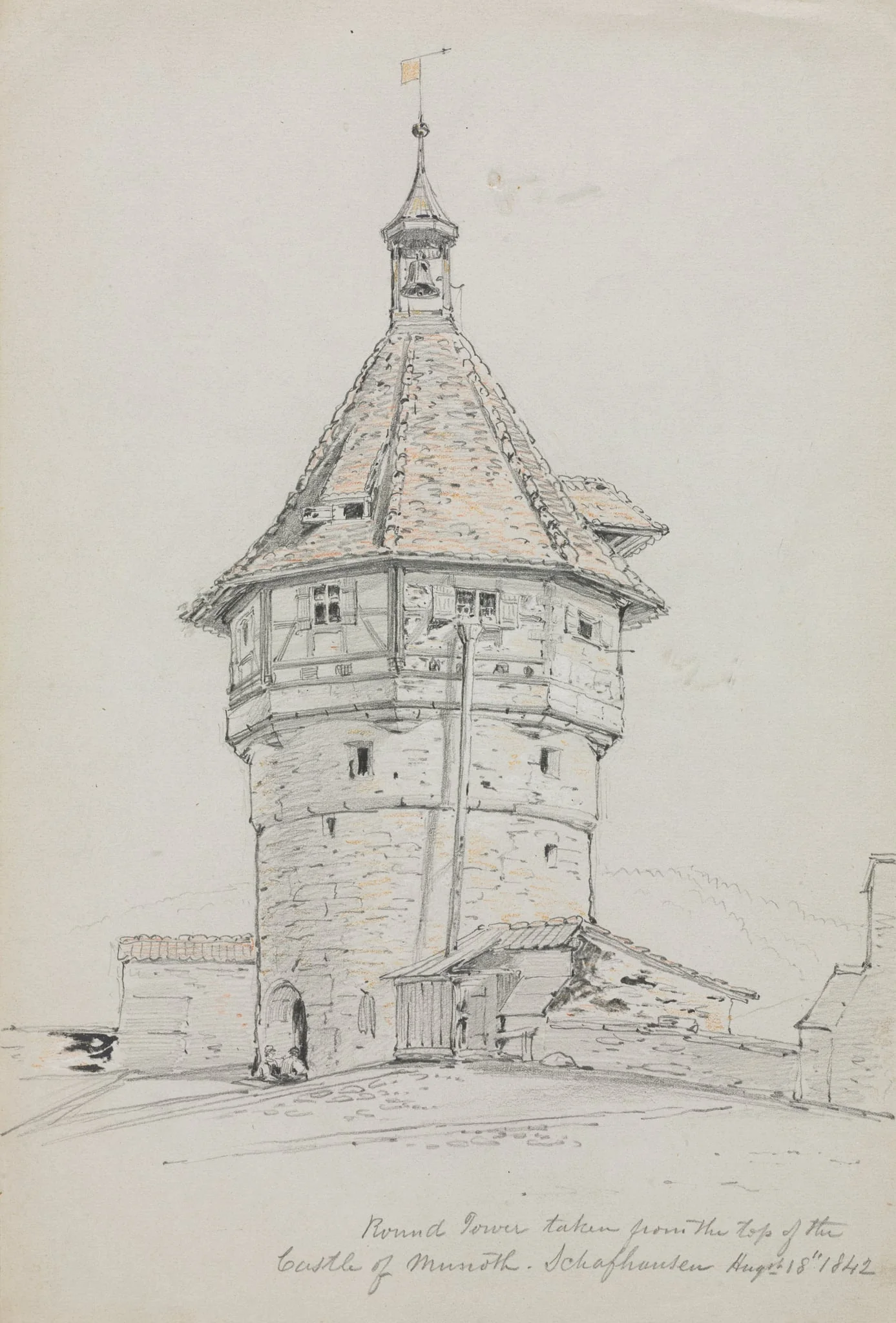 Round Tower, Castle of Munoth, Schafhausen, Switzerland, by John William Casilear, 1842