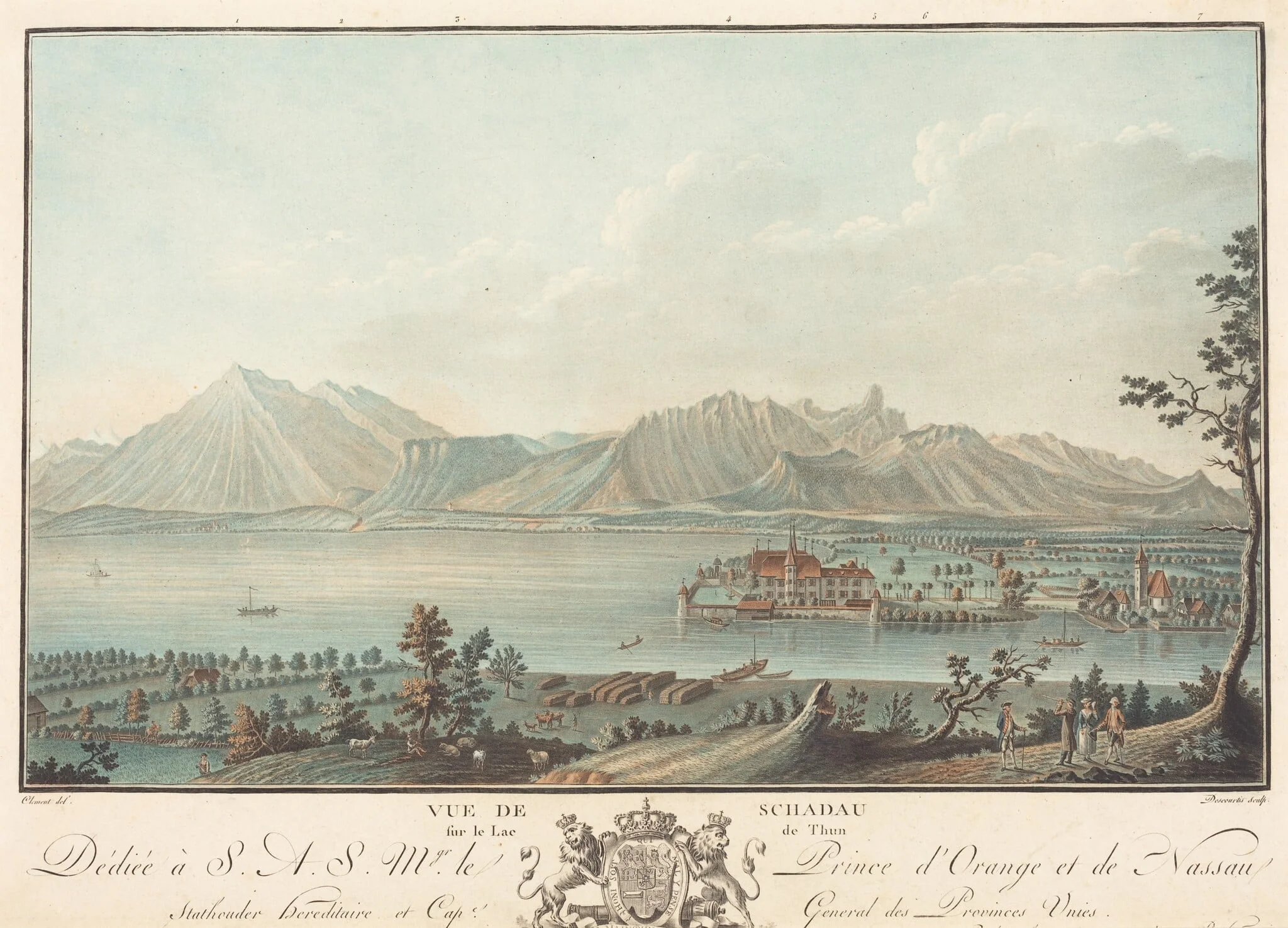 Vue de Schadau, by Charles-Melchior Descourtis, ink, 1786