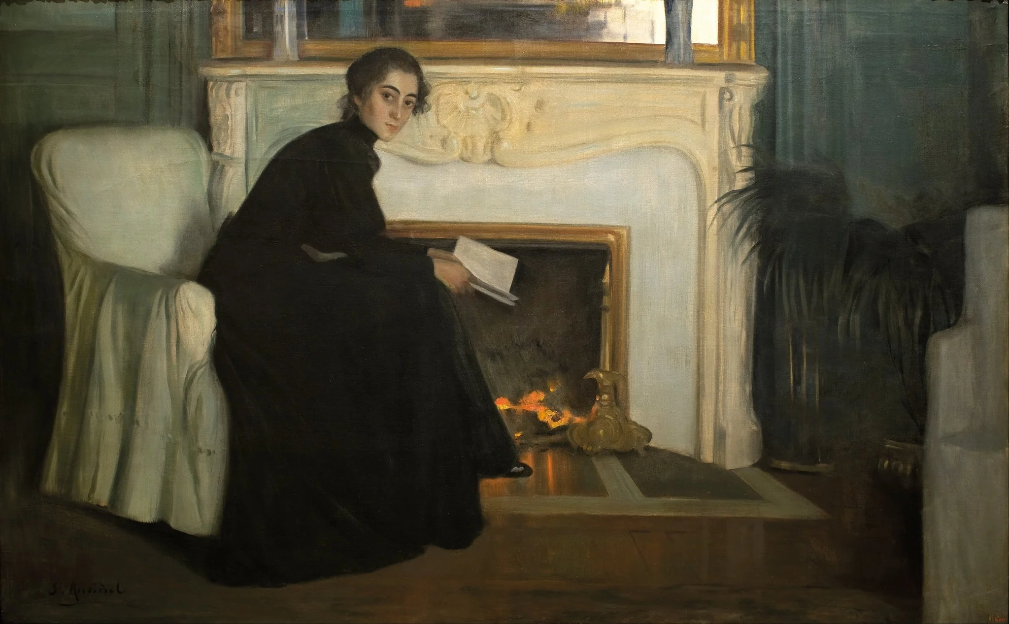 Romantic Novel, by Santiago Rusiñol i Prats, oil, 1898