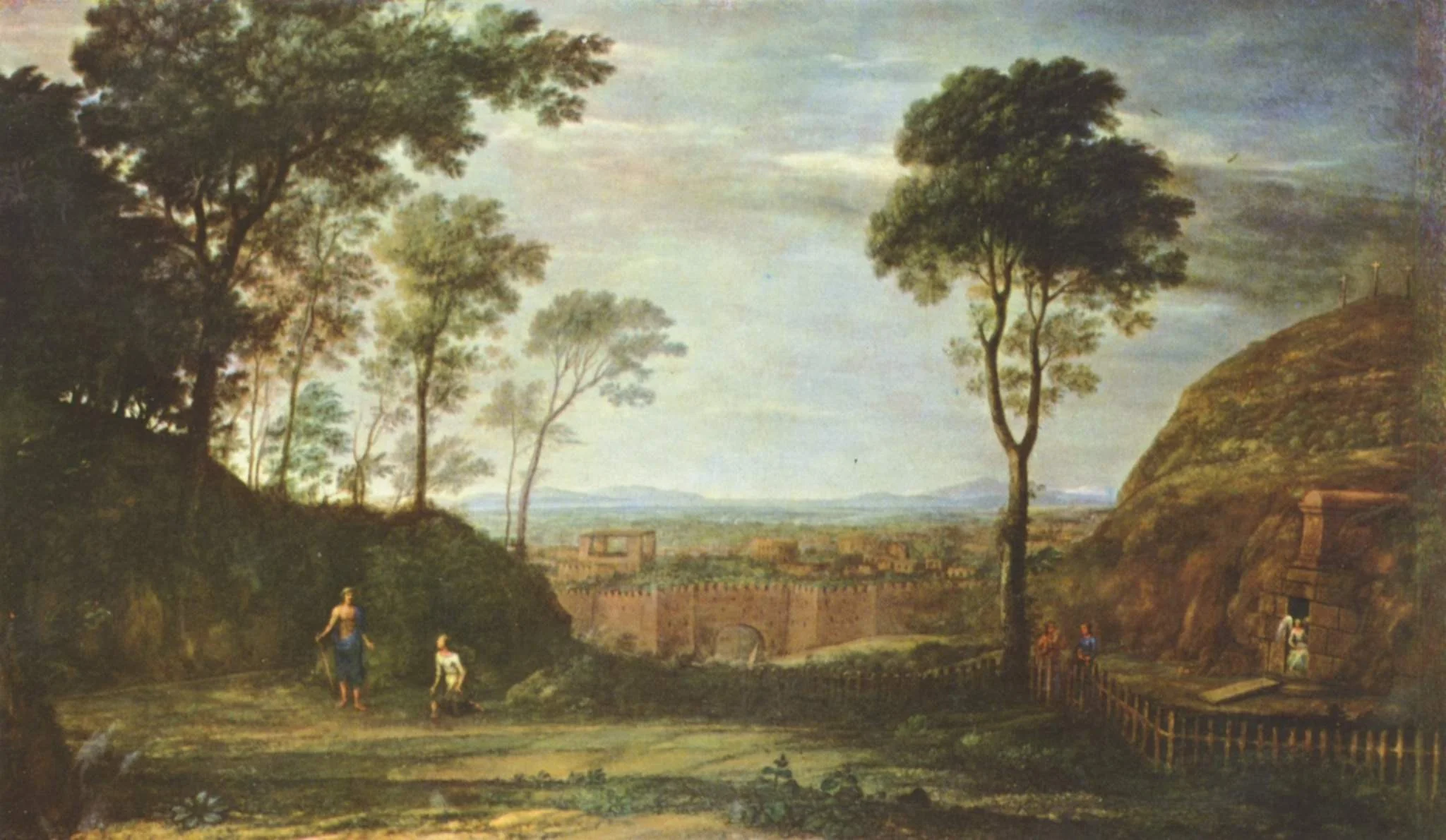 Landscape with Noli me tangere Scene, by Claude Lorrain, oil, 1691