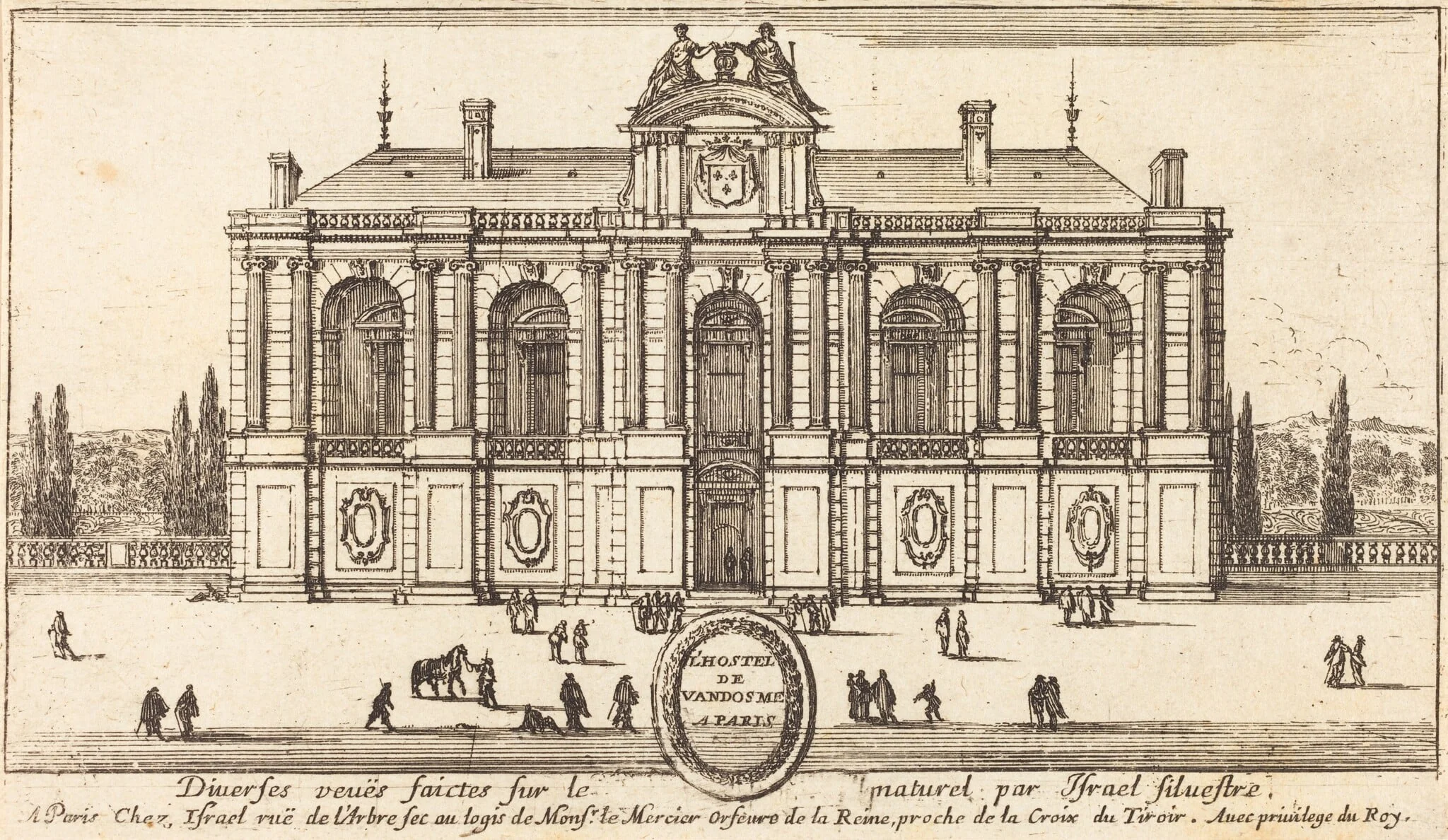 L'Hostel de Vandosme a Paris, by Israël Silvestre, ink, 1652