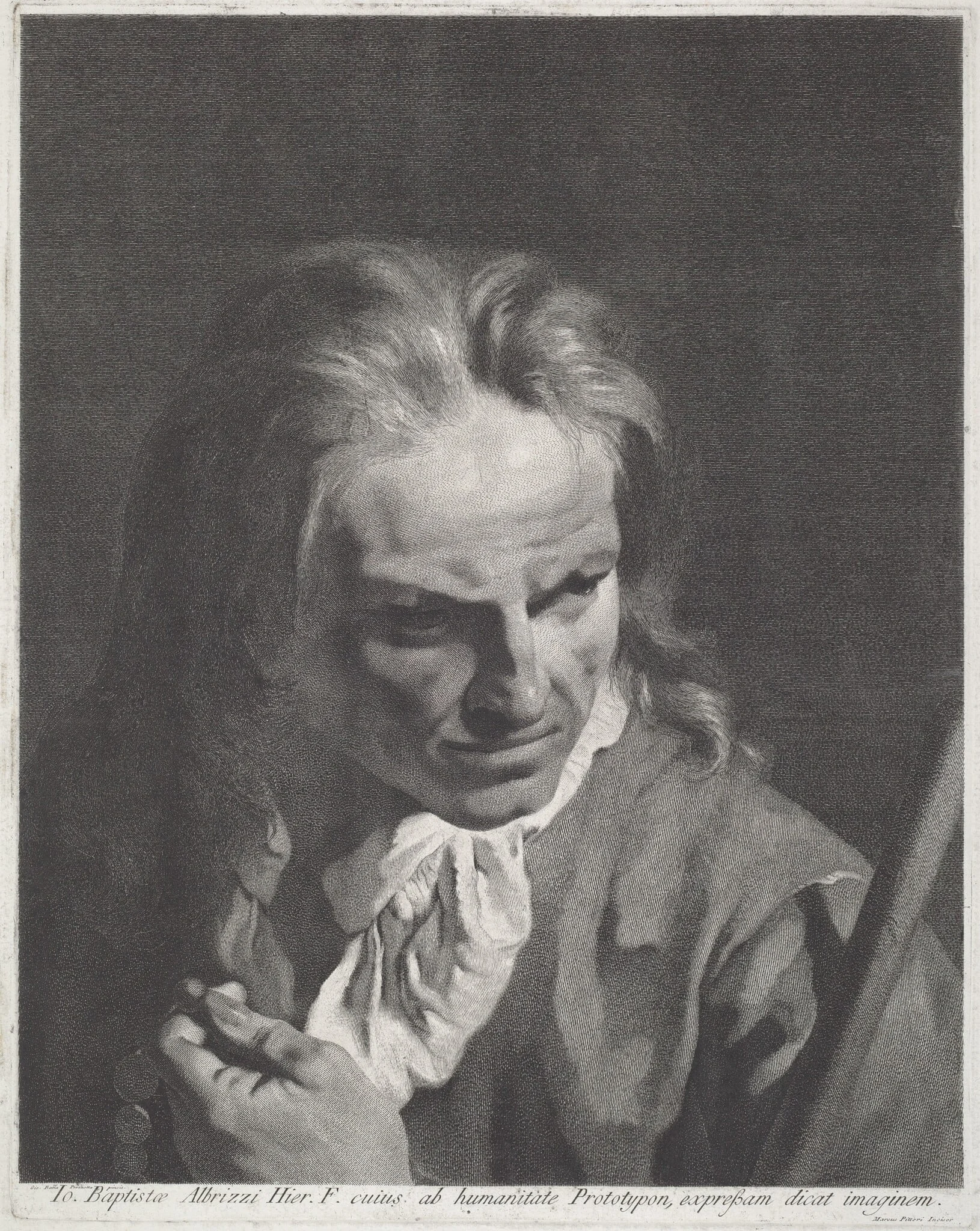 A Gentleman Pilgrim with a Rosary, by Marco Alvise Pitteri, ink, 1744