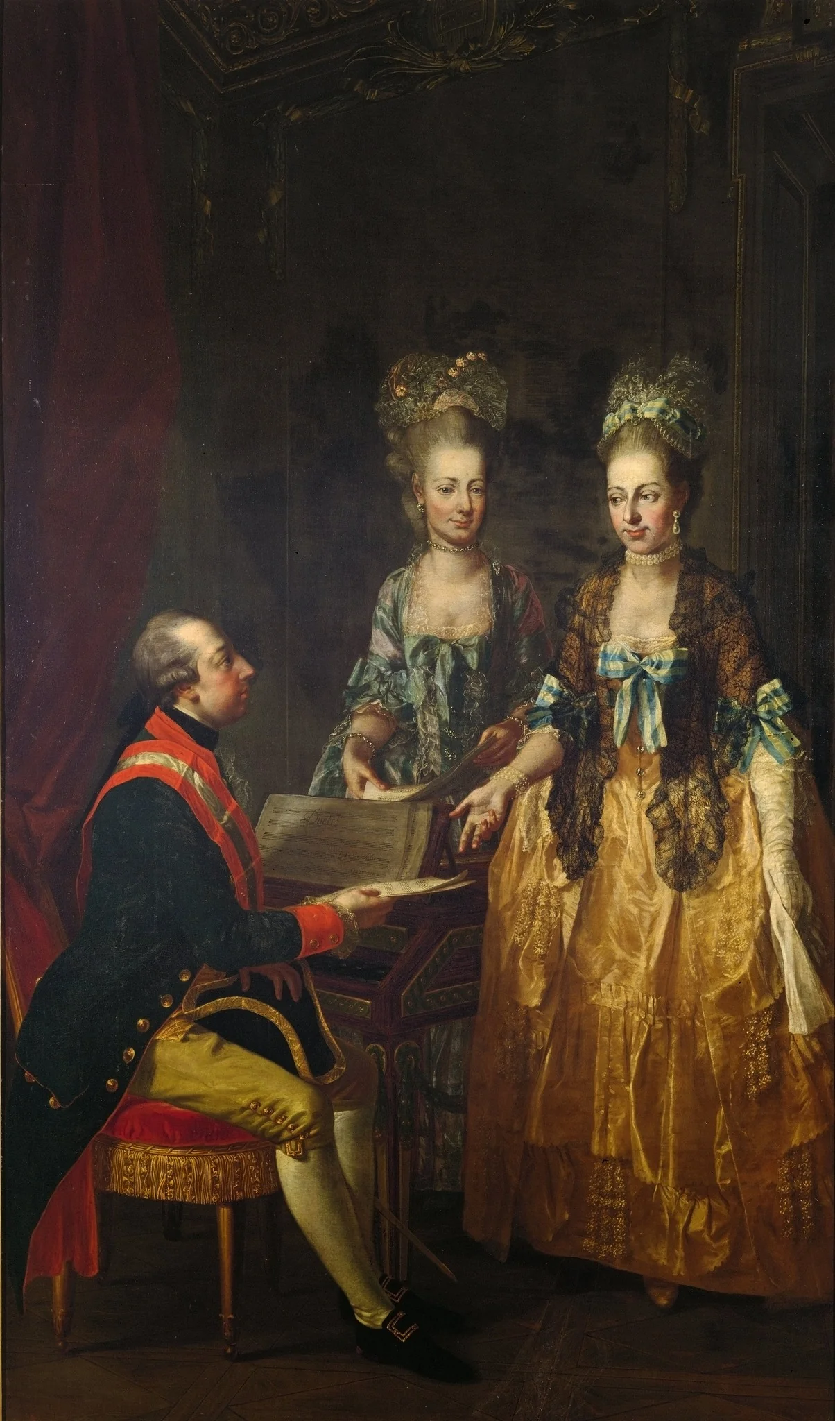 Emperor Joseph II at the spinet, with his sisters Maria Anna and Maria Elisabeth, by Josef Hauzinger, oil, 1790