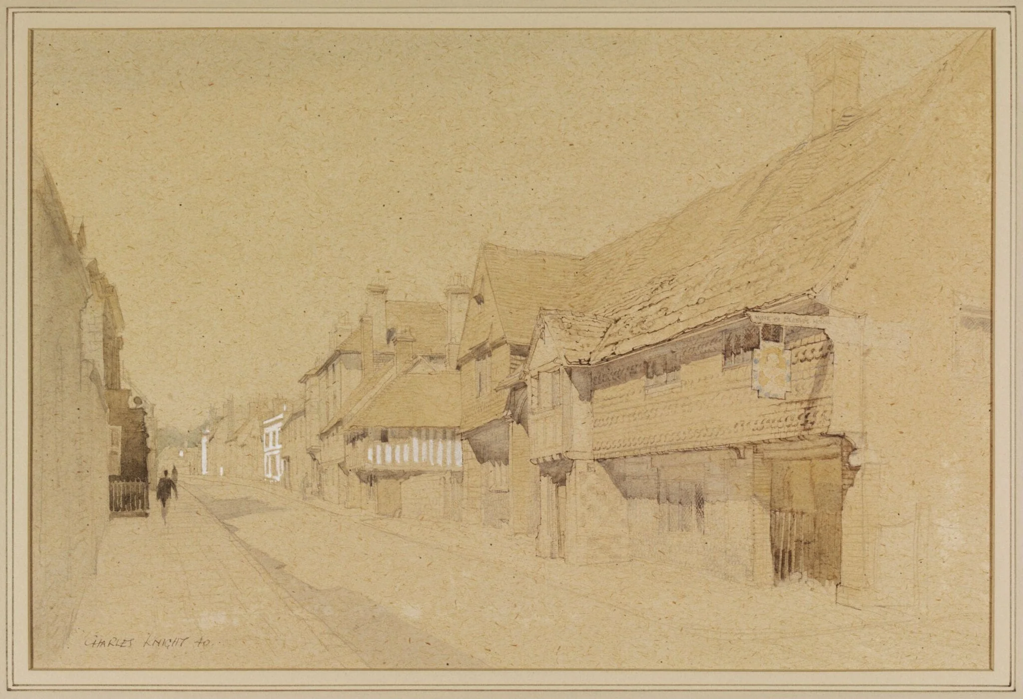 High Street, Southover, looking West, by Charles Knight, watercolor, 1940