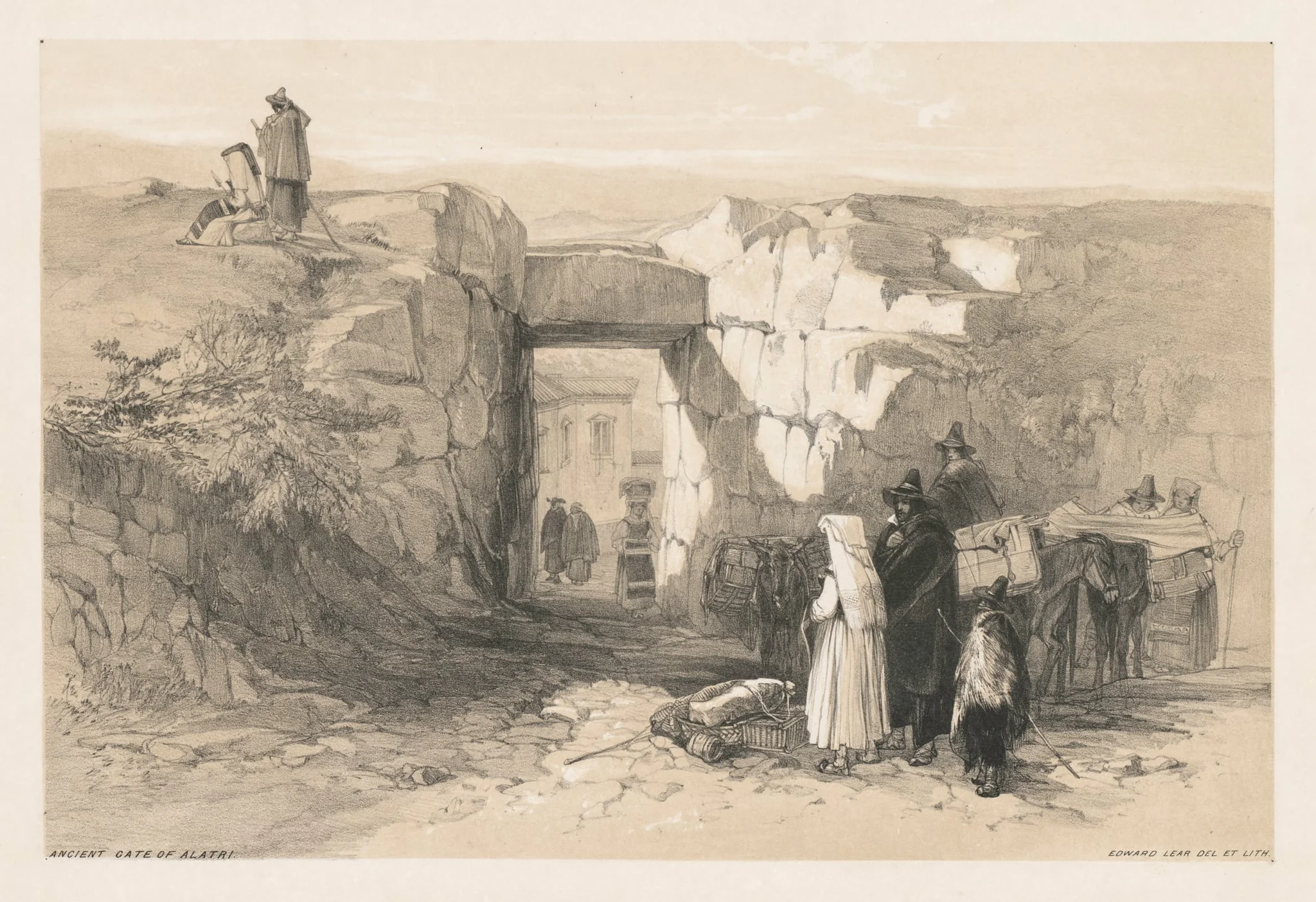Views of Rome and Its Environs: Ancient Gate of Alatri, by Edward Lear, 1841
