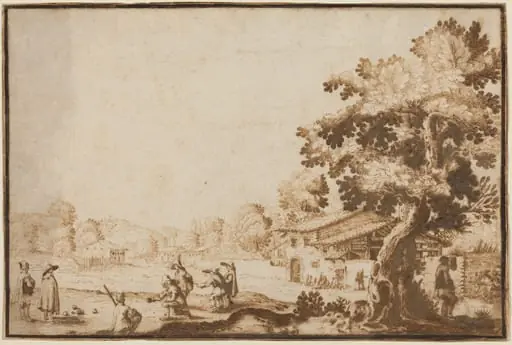 Men Playing Boccie in a Village