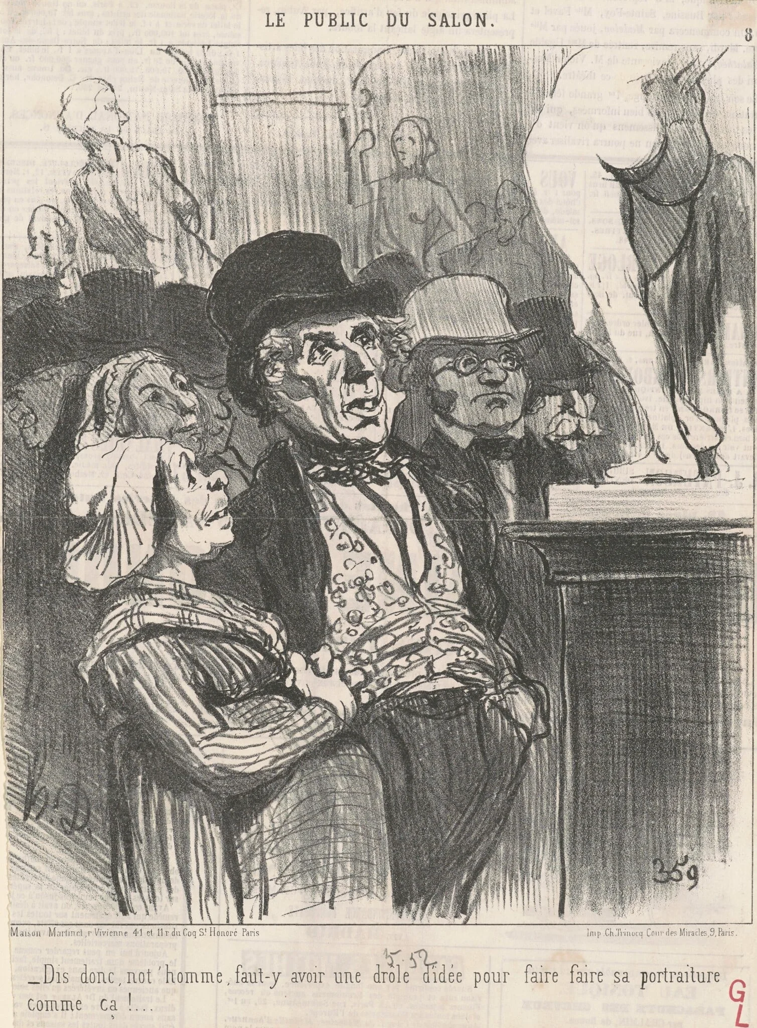 Dis donc, not'homme, faut-y ..., by Honoré Daumier, ink, 1852