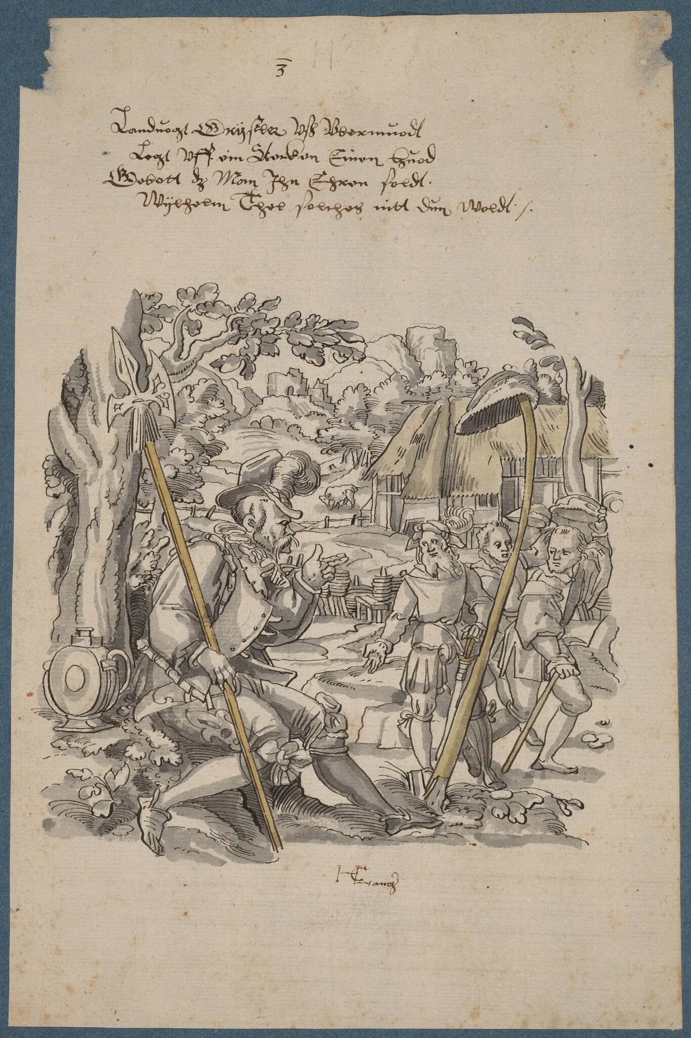 William Tell Refusing to Honor Governor Gessler's Hat, by Hans Kaspar Lang the Elder, ink, 1624
