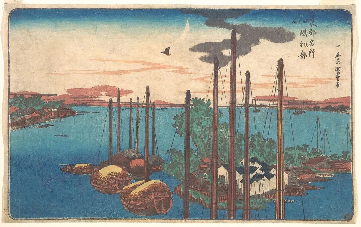 東都名所　佃島初郭公|Tsukudajima Hatsu Hototogisu, by Utagawa Hiroshige, ink, 1830