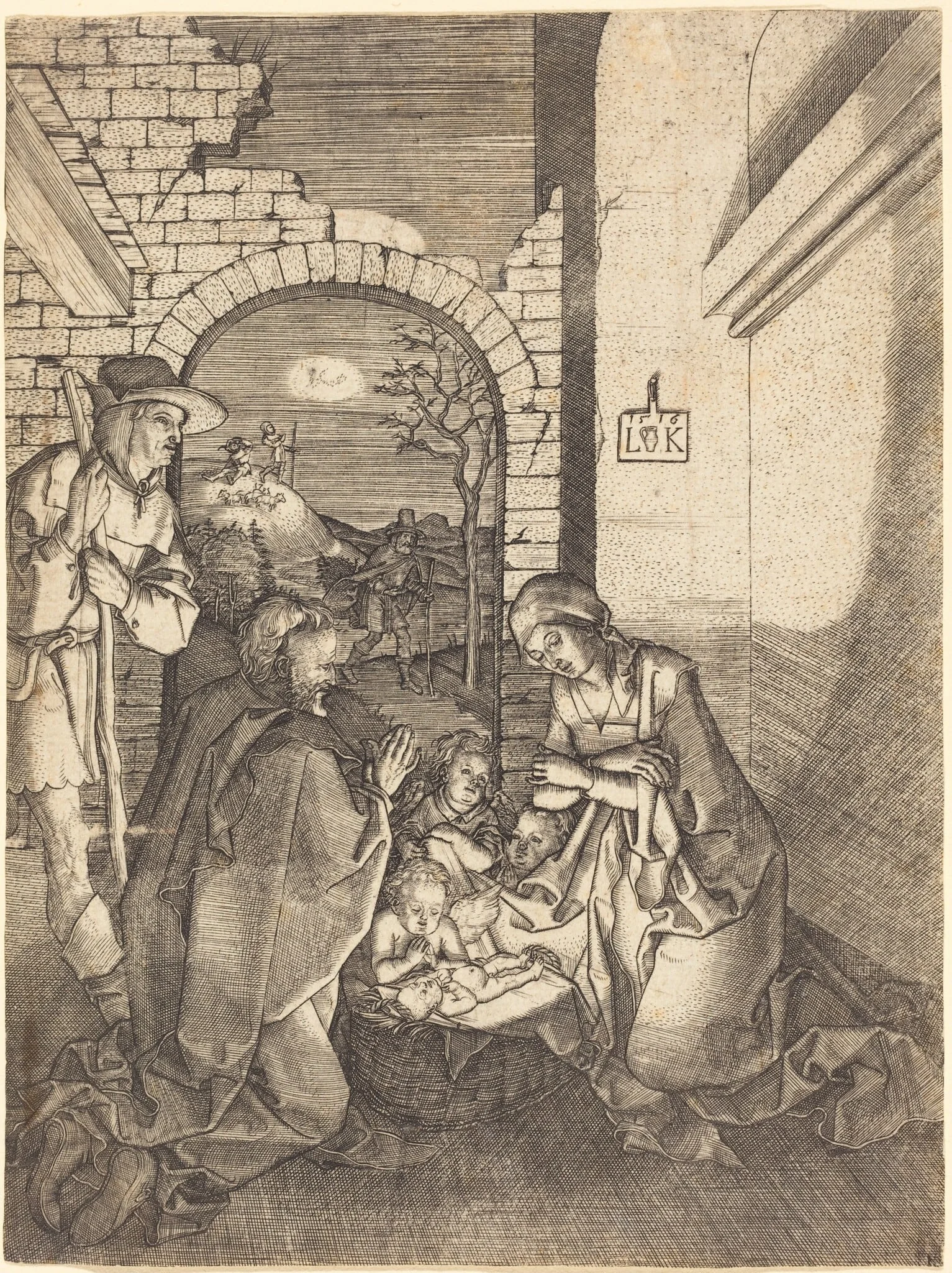 The Nativity, by Ludwig Krug, ink, 1516