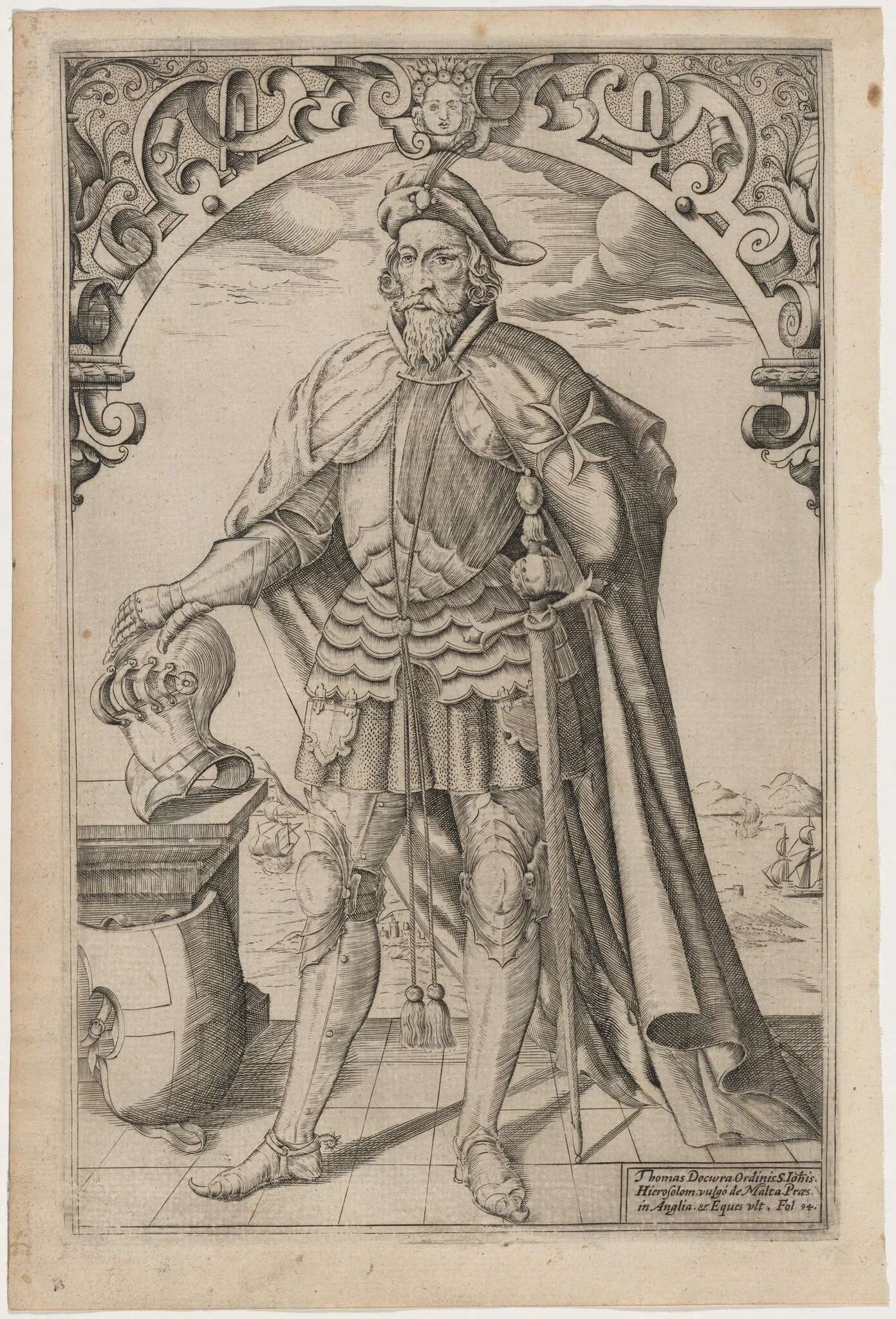 Sir Thomas Docwra, Knight of Malta, by William Rogers, ink, 1602